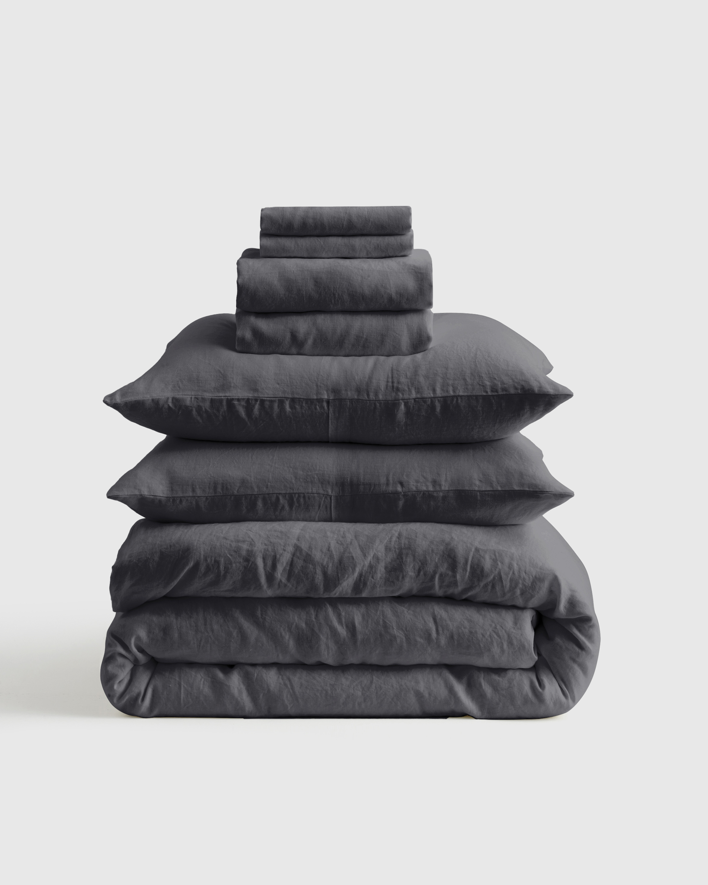 Charcoal European Linen Deluxe Bedding Bundle