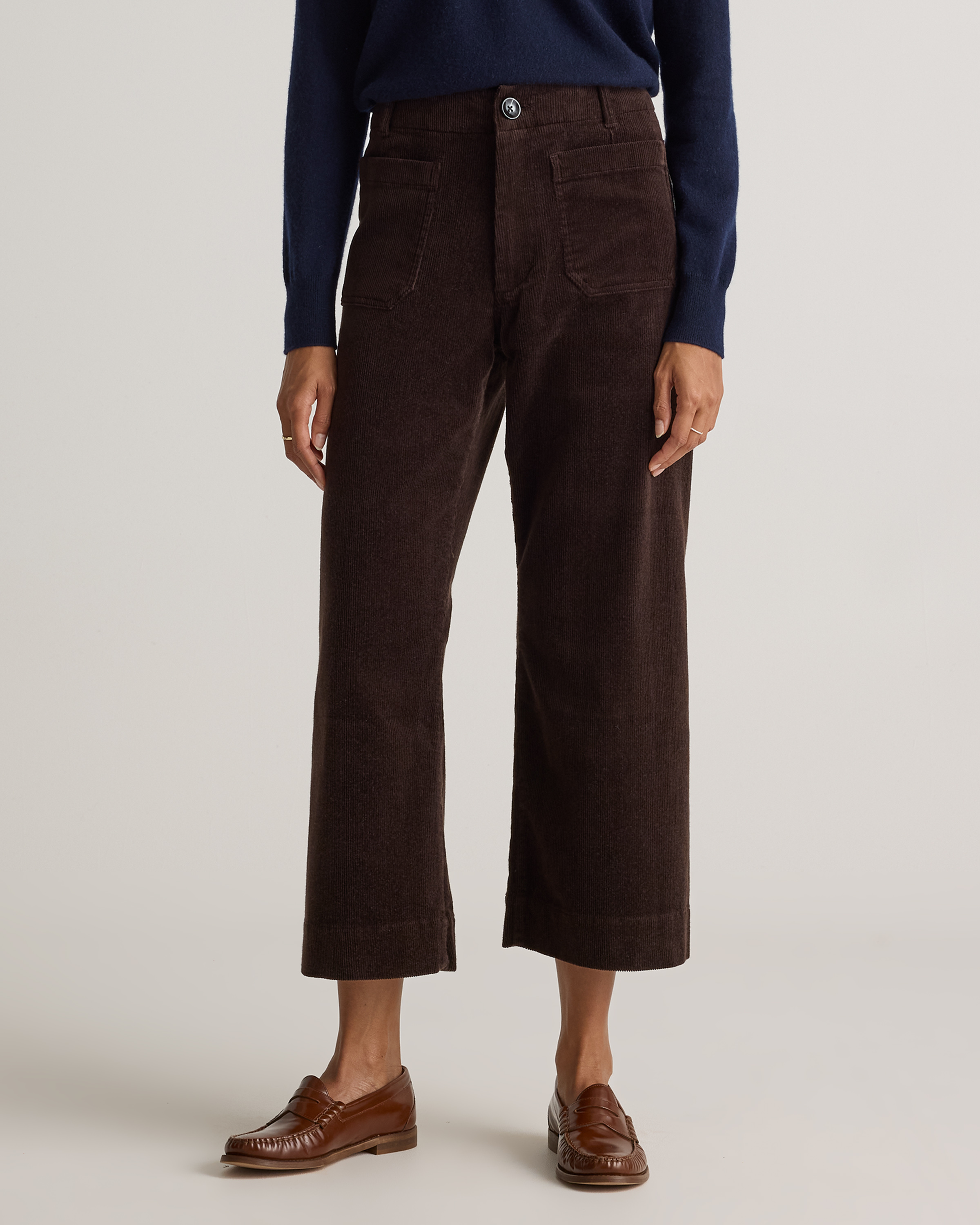 Espresso Organic Stretch Corduroy Cropped Wide Leg Pants