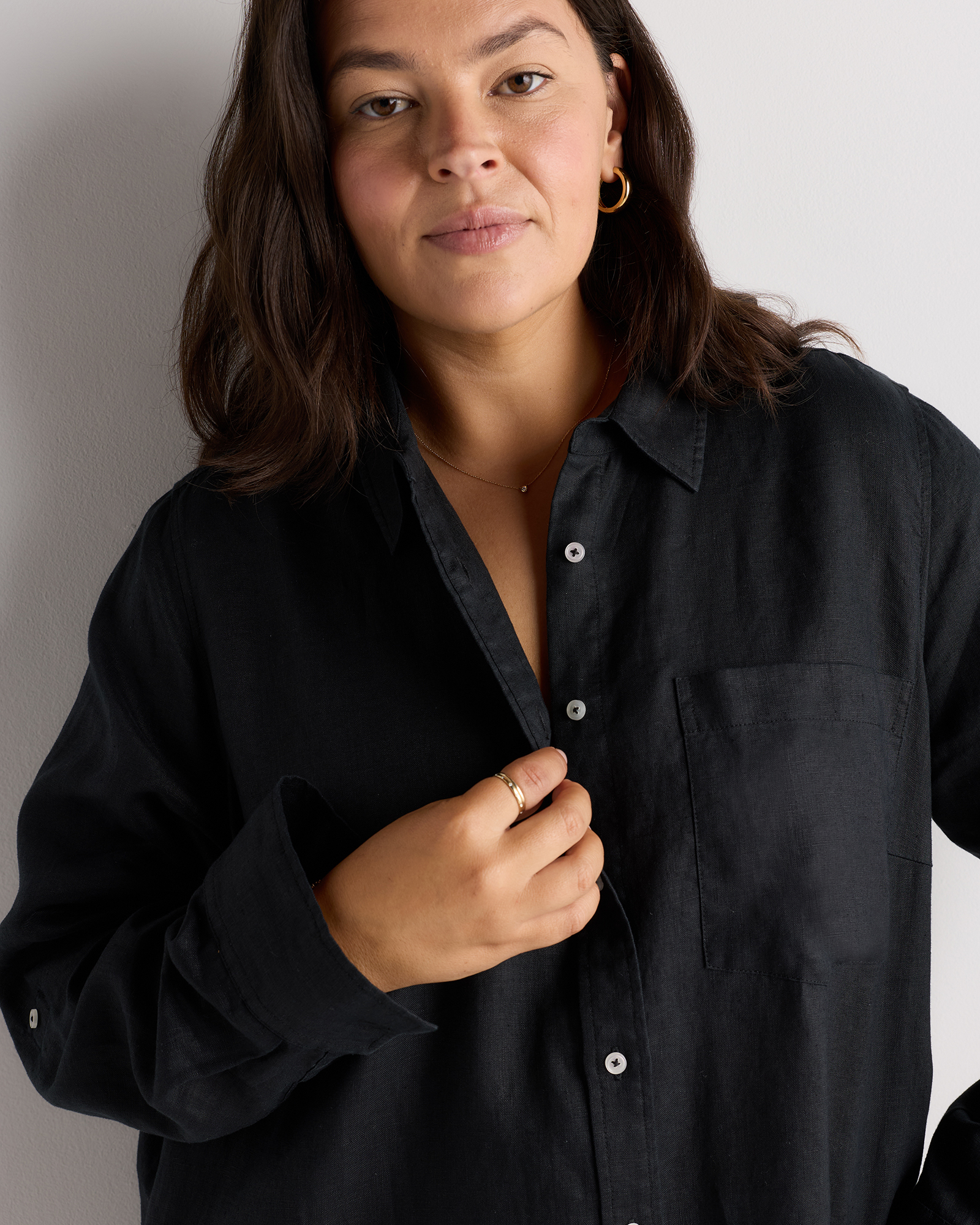 quince linen shirt dress 100% European Linen Shirt Dress