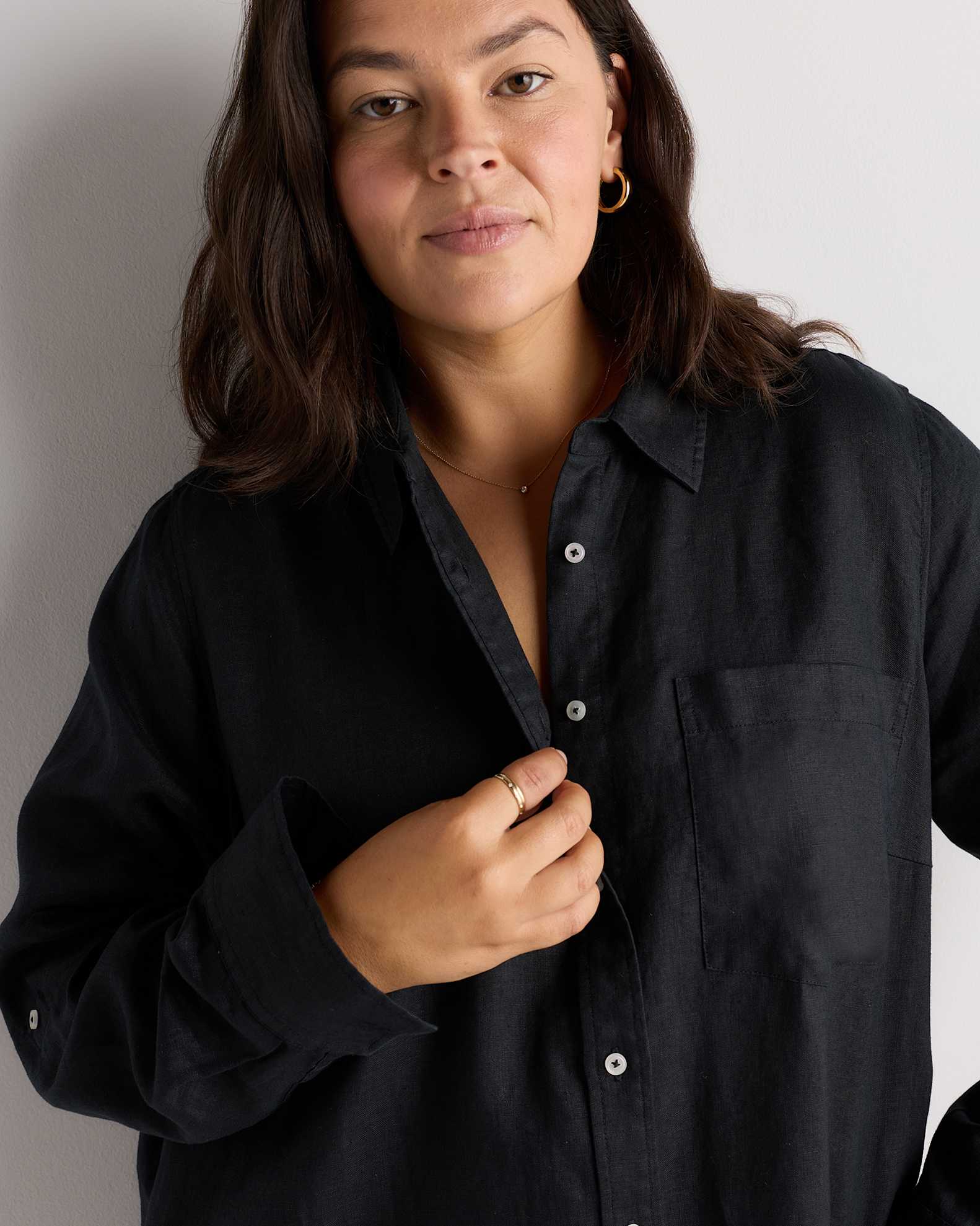 quince linen shirt dress 100% European Linen Shirt Dress