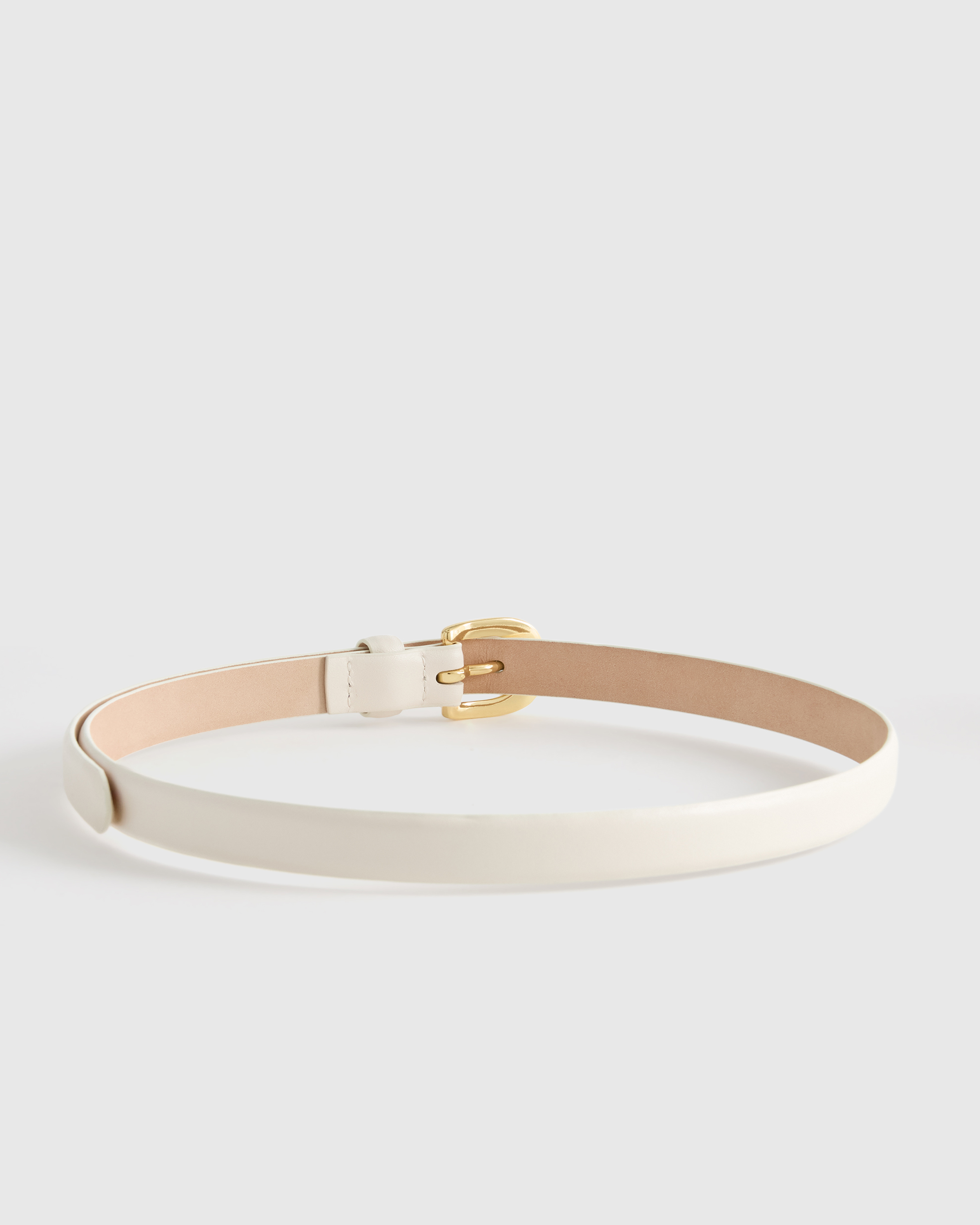 Sofia European Leather Skinny Belt in Bone display picture 2