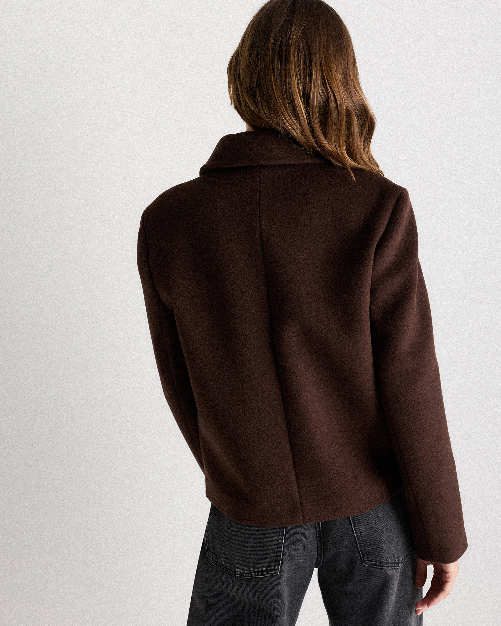 ジャケット・アウター WOOL CASHMERE SHORT COAT Wool Cashmere Short Coat in Dark Chocolate