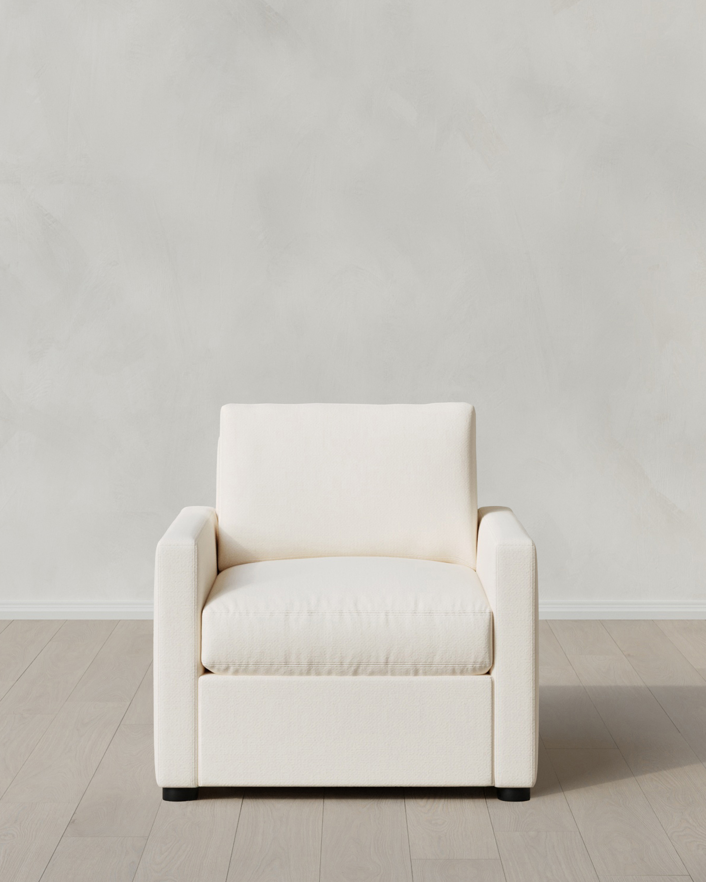 Marshmallow Brennan Accent Chair in Performance Chenille Linen Blend