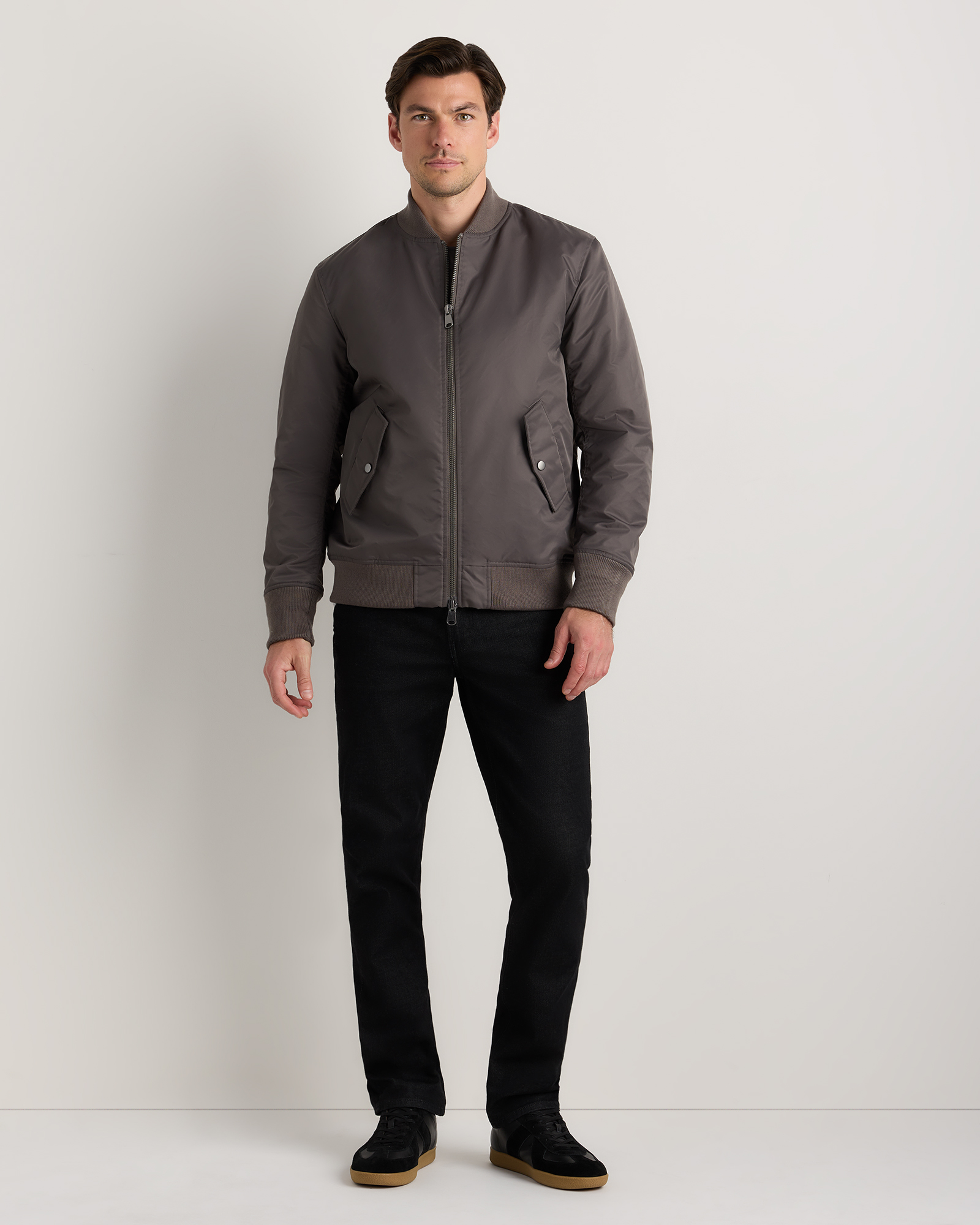 Men's Flight Nylon Bomber Jacket in Overcast Grey