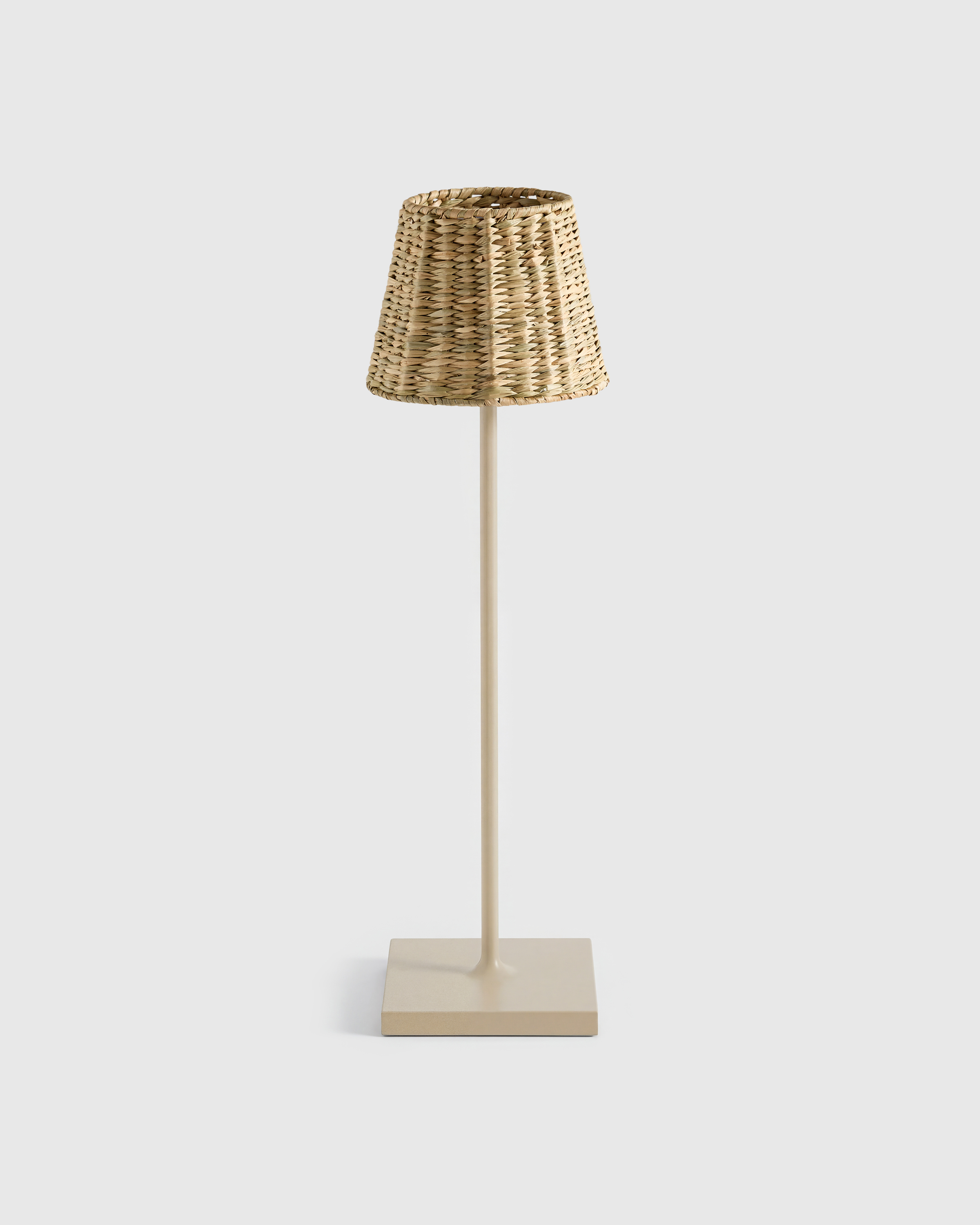 Sand Poldina Pro Rechargeable Table Lamp with Seagrass Shade by Zafferano