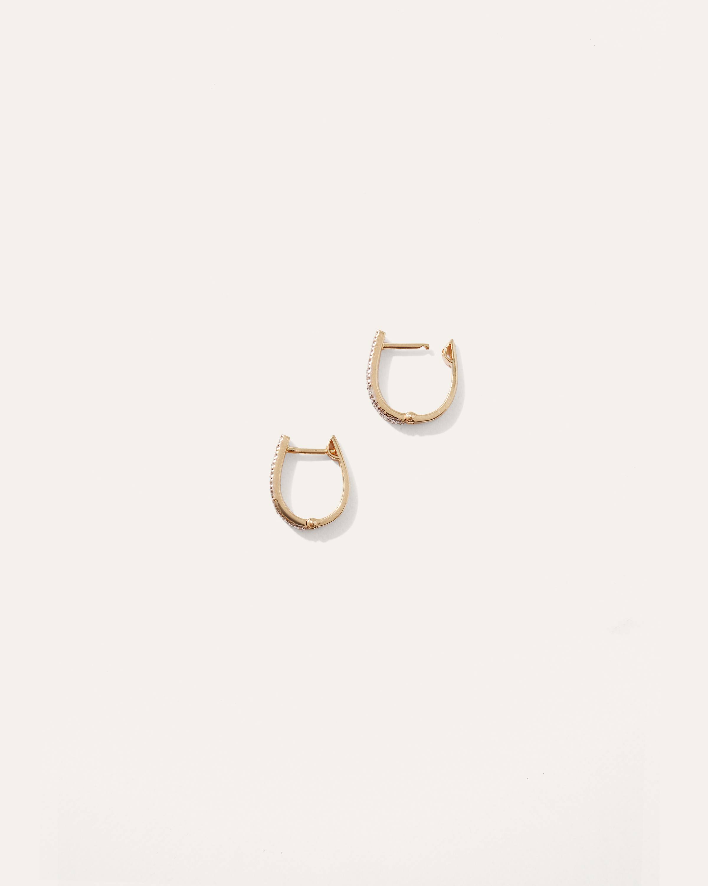 14K Gold Double Row Diamond Hoops 2