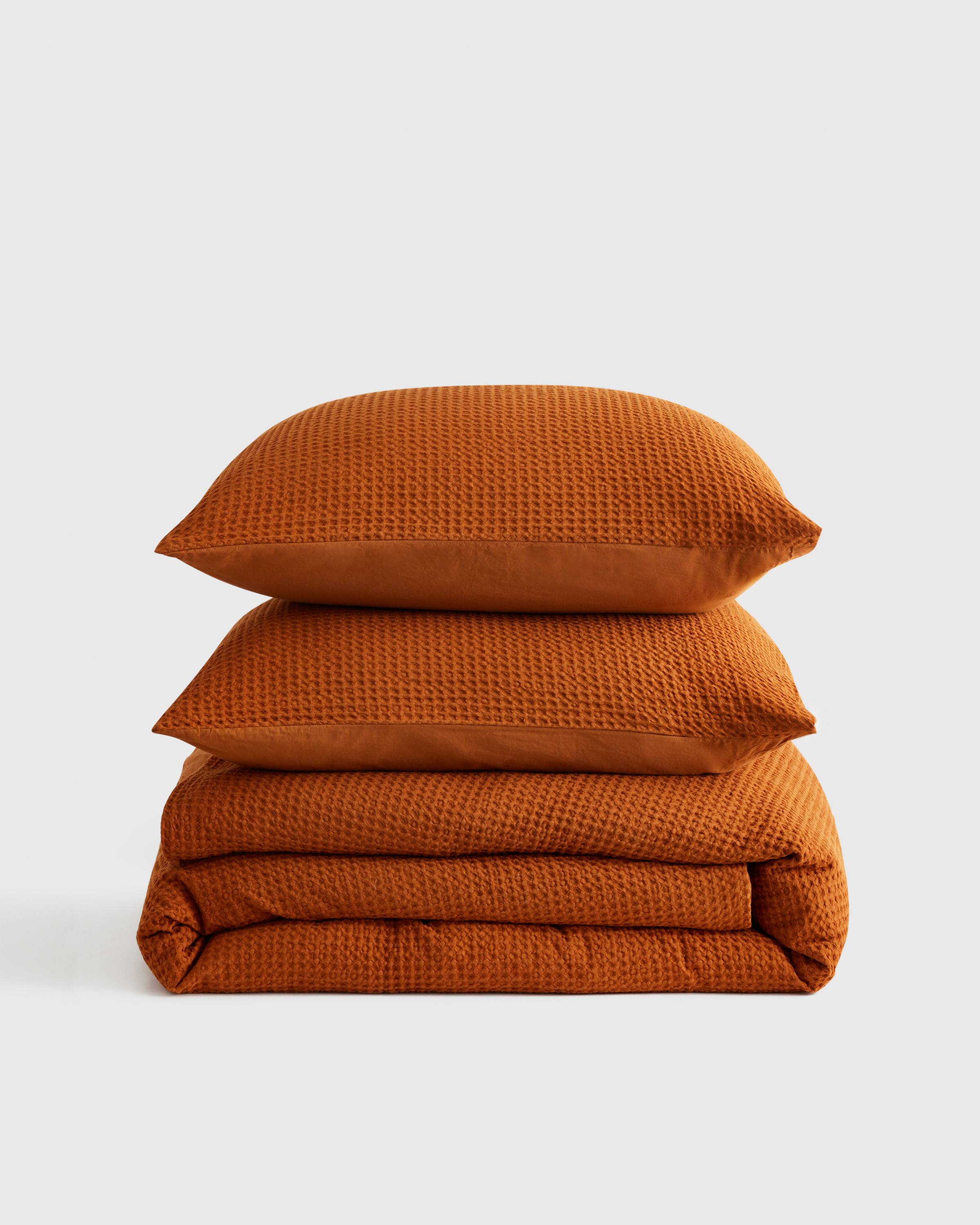 Terracotta Organic Luxe Honeycomb Duvet Cover Set