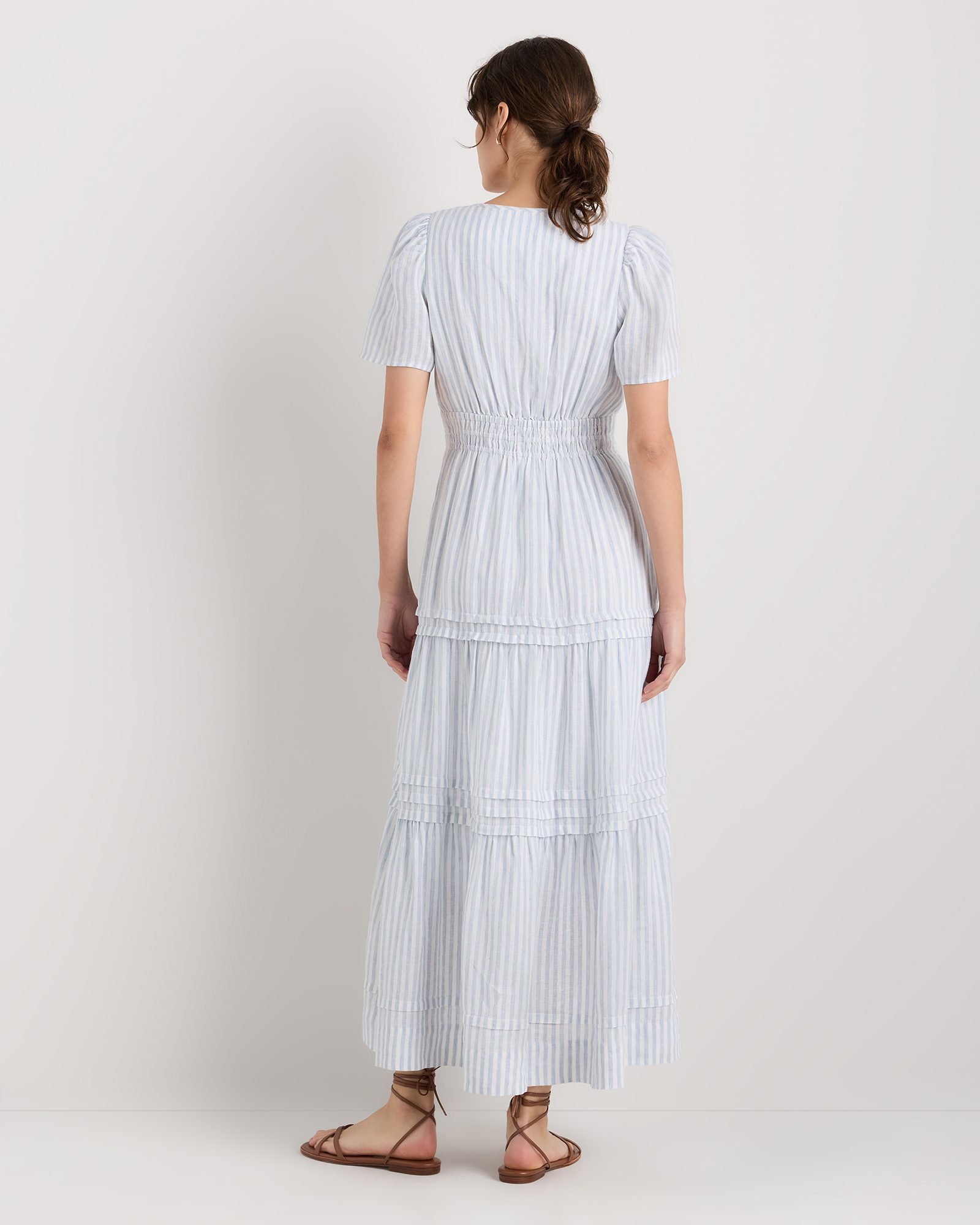 100% European Linen Tiered Maxi Dress