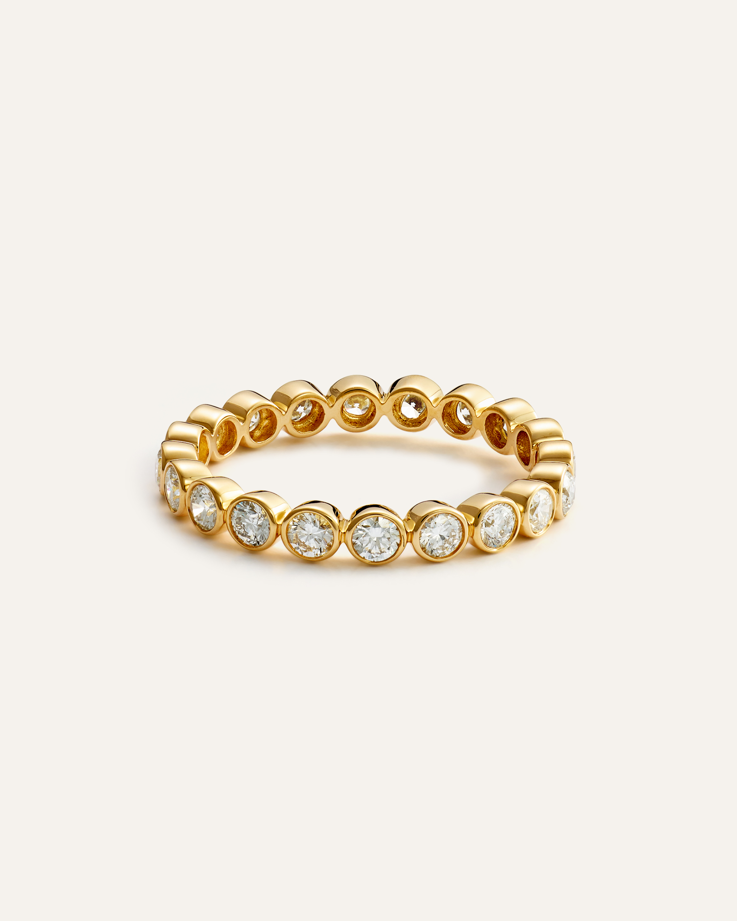 Yellow Gold 14K Gold Lab Grown Diamond Round Bezel Eternity Band - 1ctw