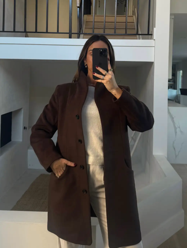 Dark Chocolate Wool Cashmere Cocoon Coat