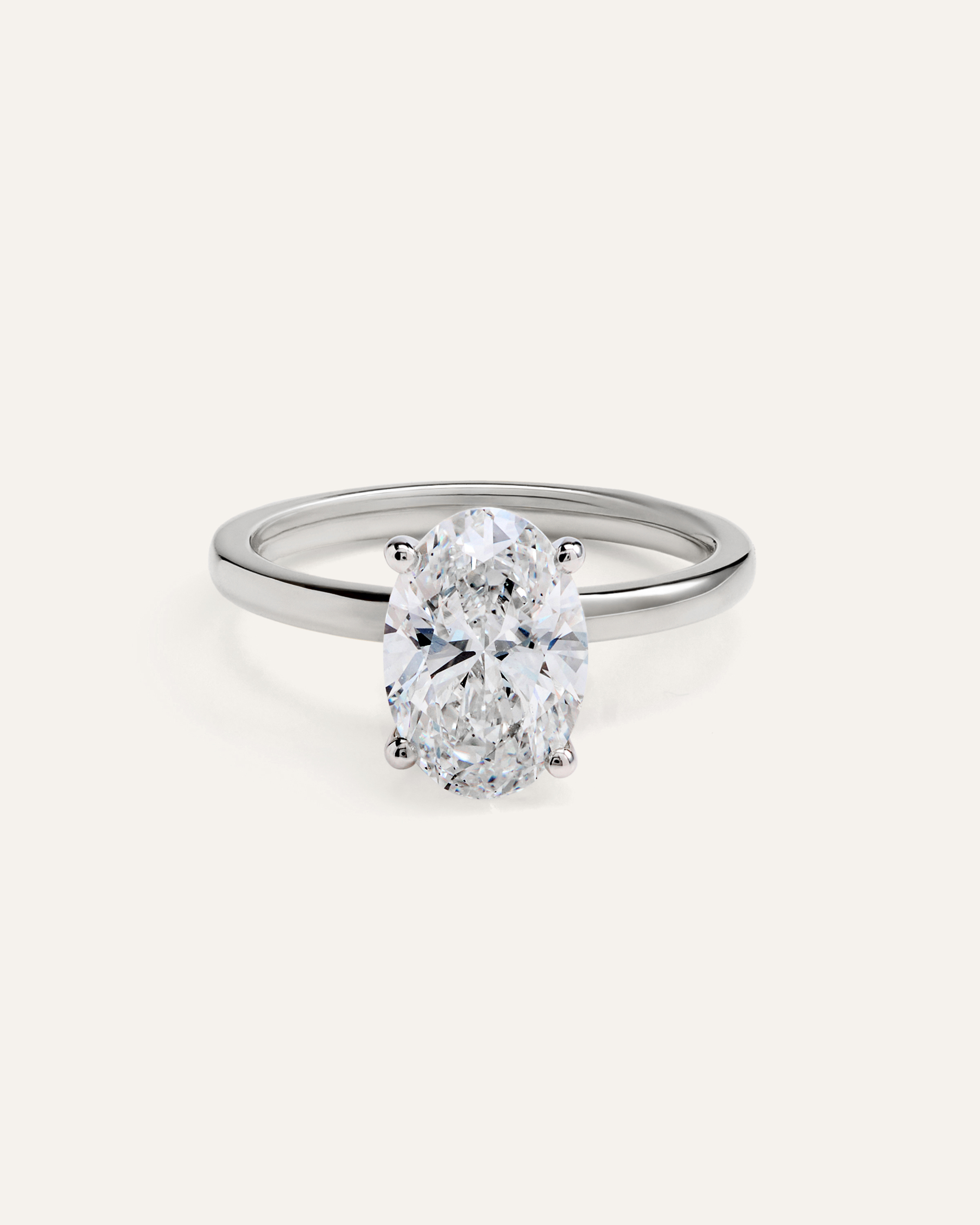 Platinum Lab Grown Diamond Oval Comfort Fit Engagement Ring - 2.5ct