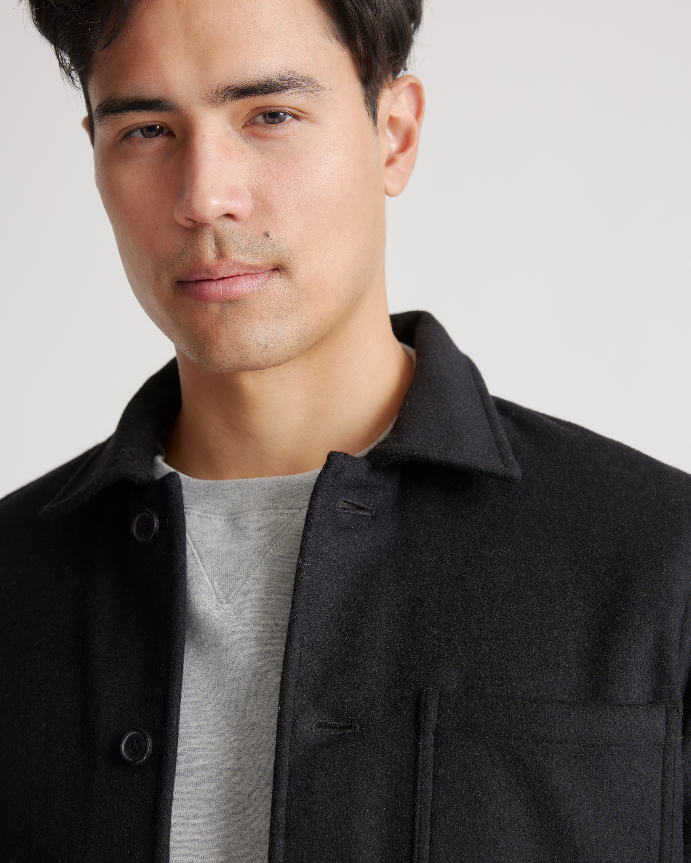 Italian Wool Chore Jacket in Black