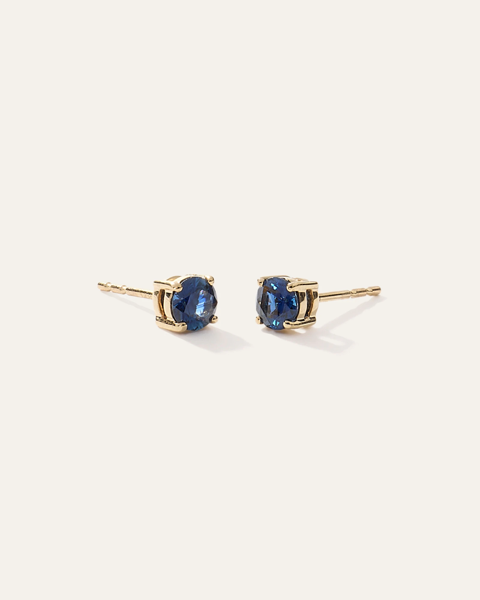 14K Gold Gemstone Solitaire Studs