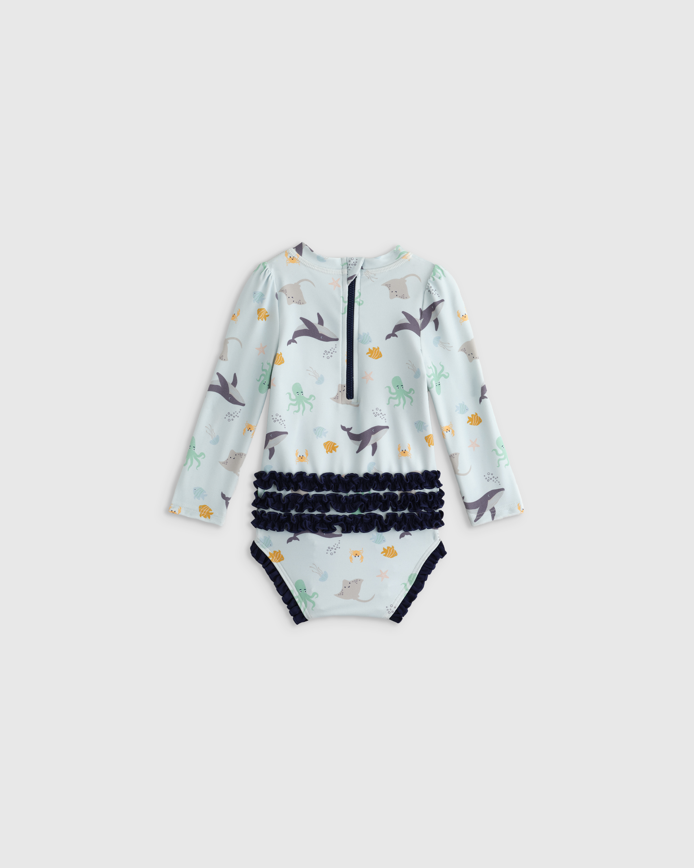 Sunsafe Ruffle One-Piece Rash Guard & Hat Set - thumbnail 6