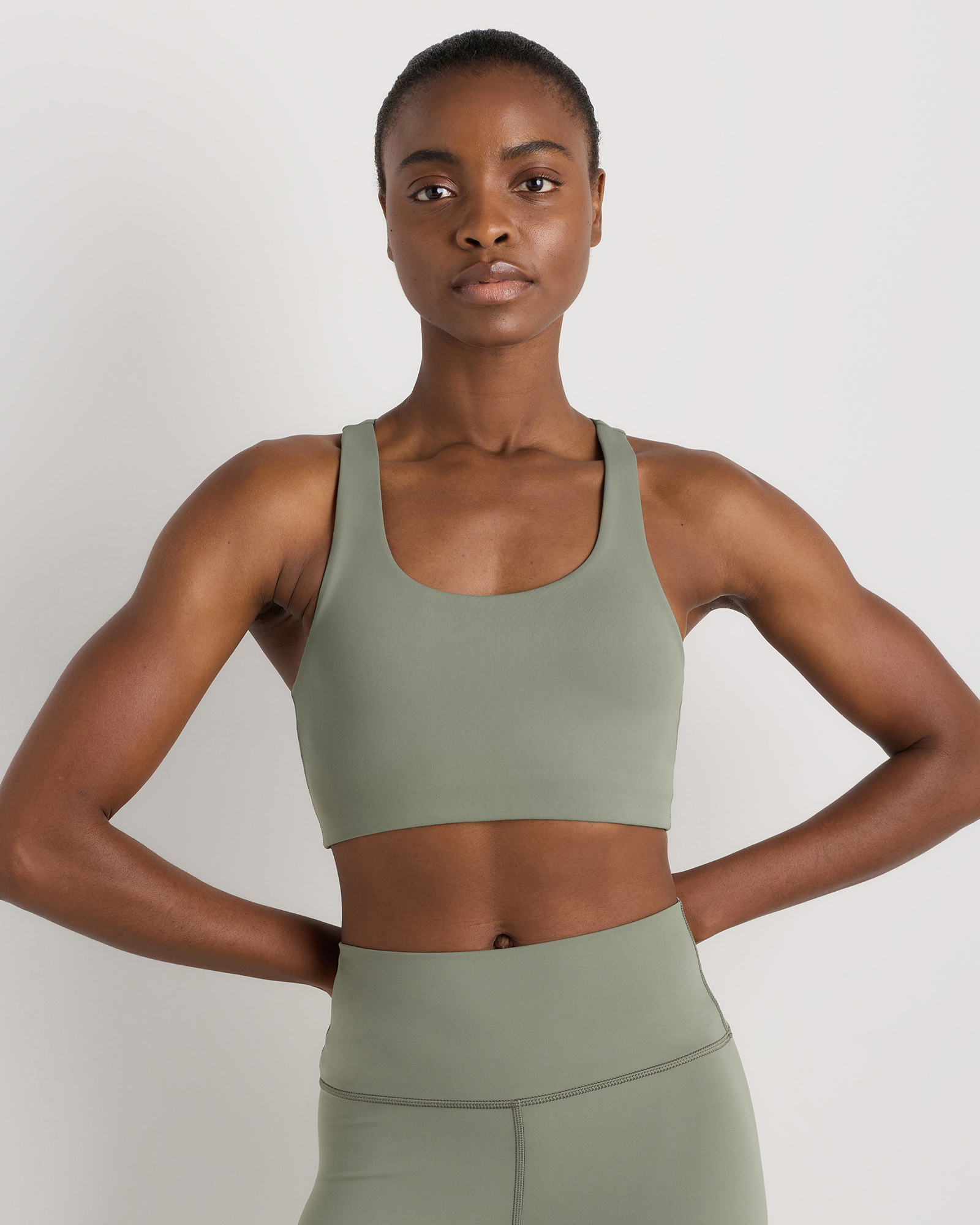 Smoked Thyme Green Ultra-Form Scoop Neck Longline Bra