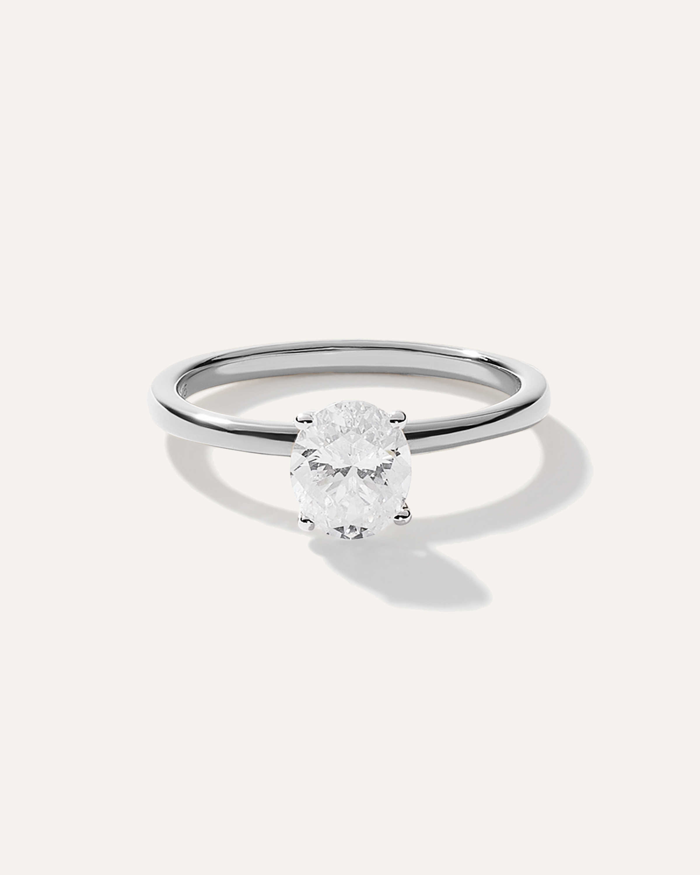 White Gold Lab Grown Diamond Oval Comfort Fit Engagement Ring - 1ct