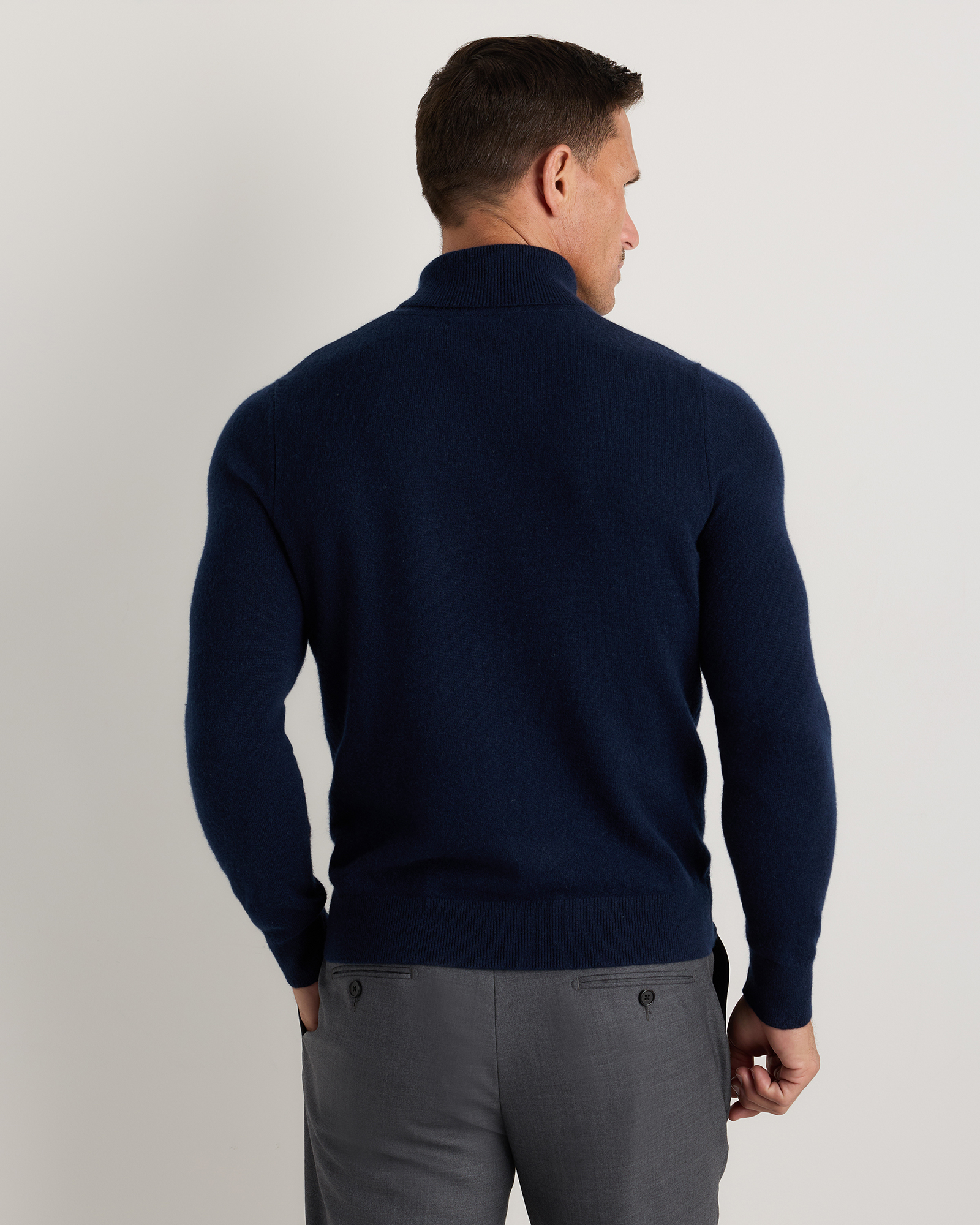 Mongolian Cashmere Turtleneck Sweater in True Navy