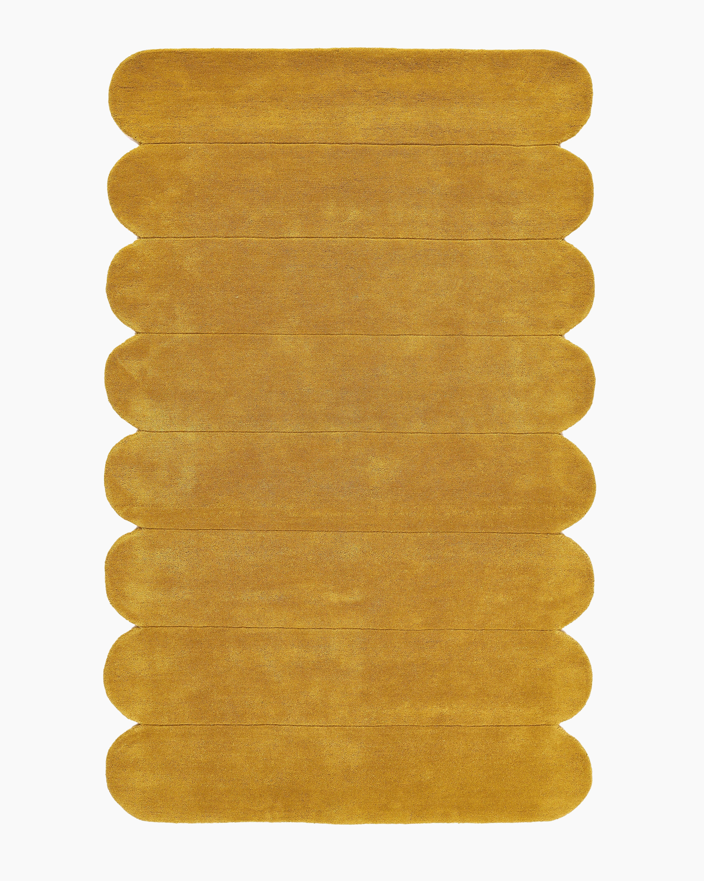 Mustard Scalloped Border Hand-Tufted Rug