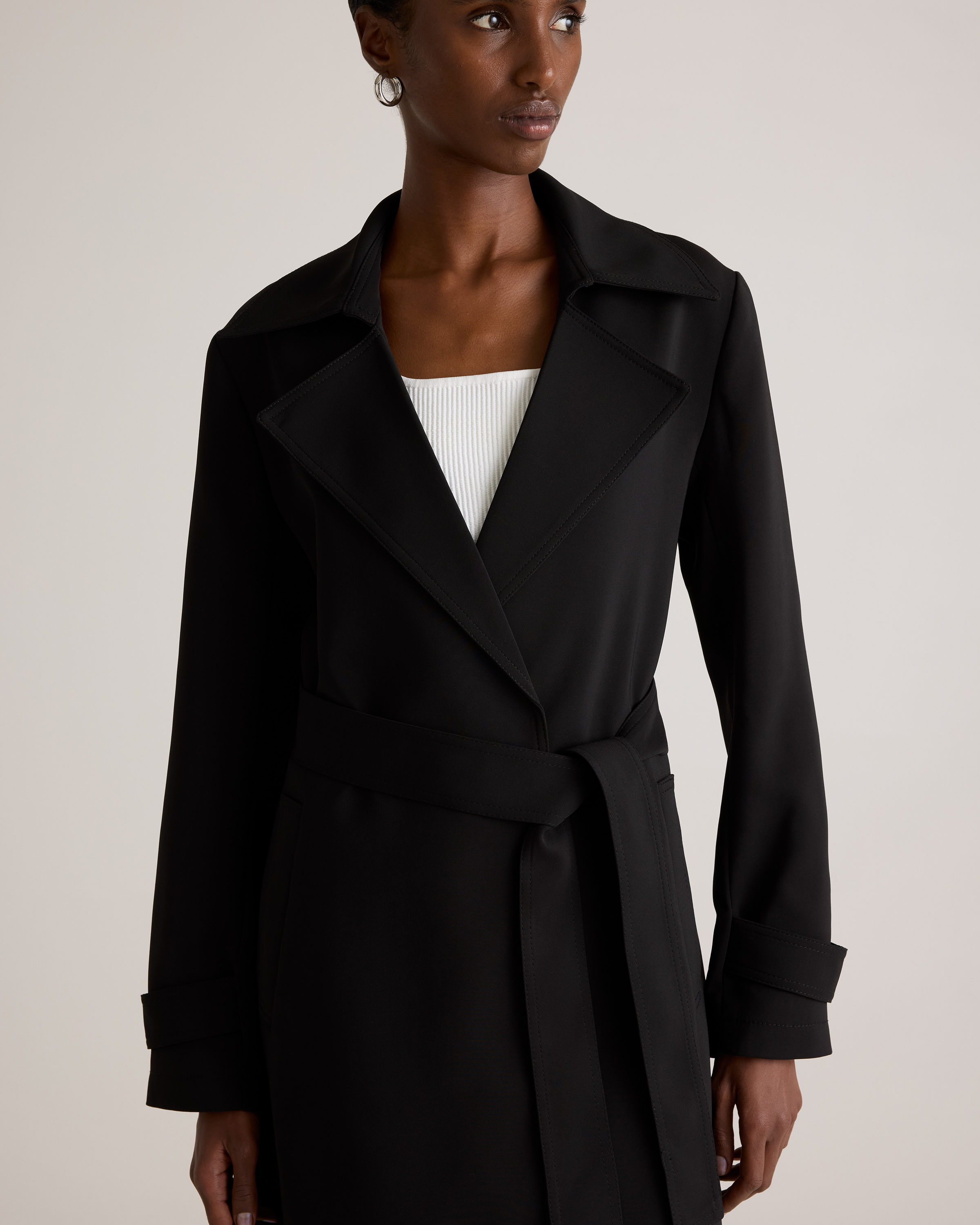 Stretch Crepe Trench Coat