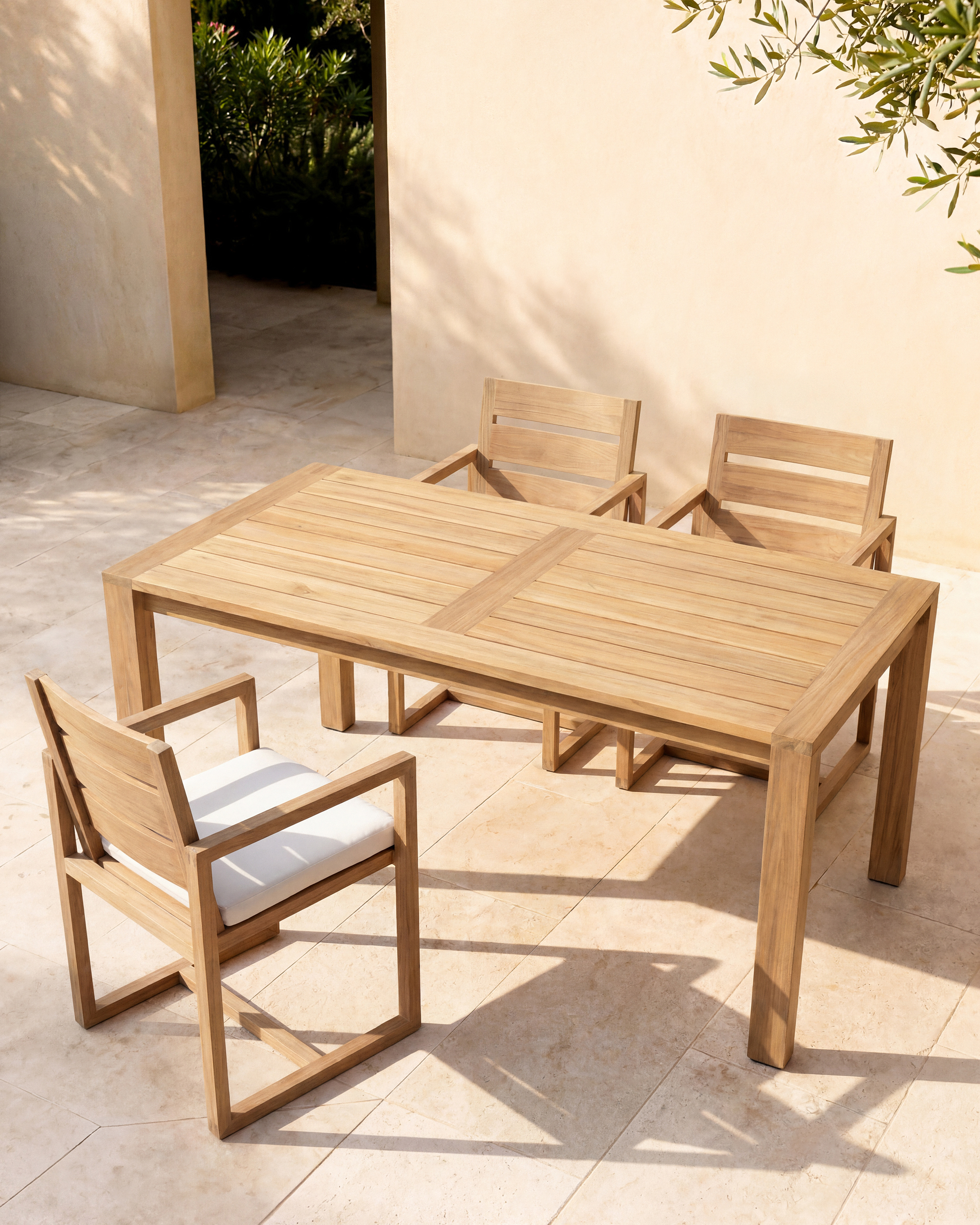 Linear Solid Teak Outdoor Dining Table