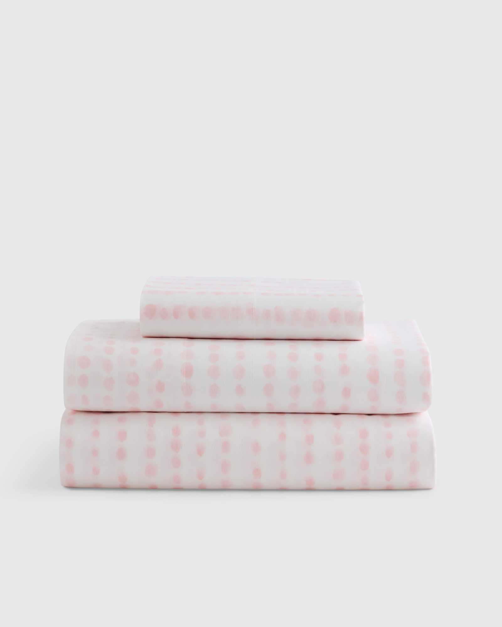 Pink Patterned Sheets Kids Organic Cotton Pattern Sheet Set in Pink Brushstroke Dot | Quince ...