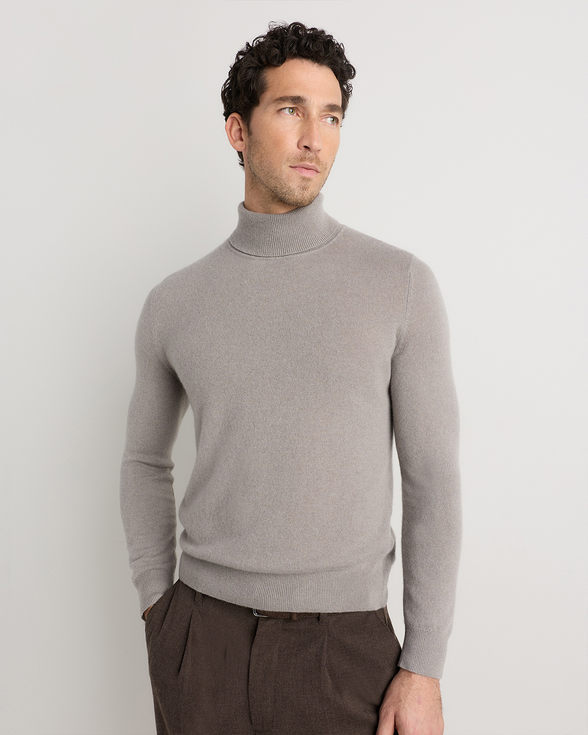 Morel Grey Mongolian Cashmere Turtleneck Sweater