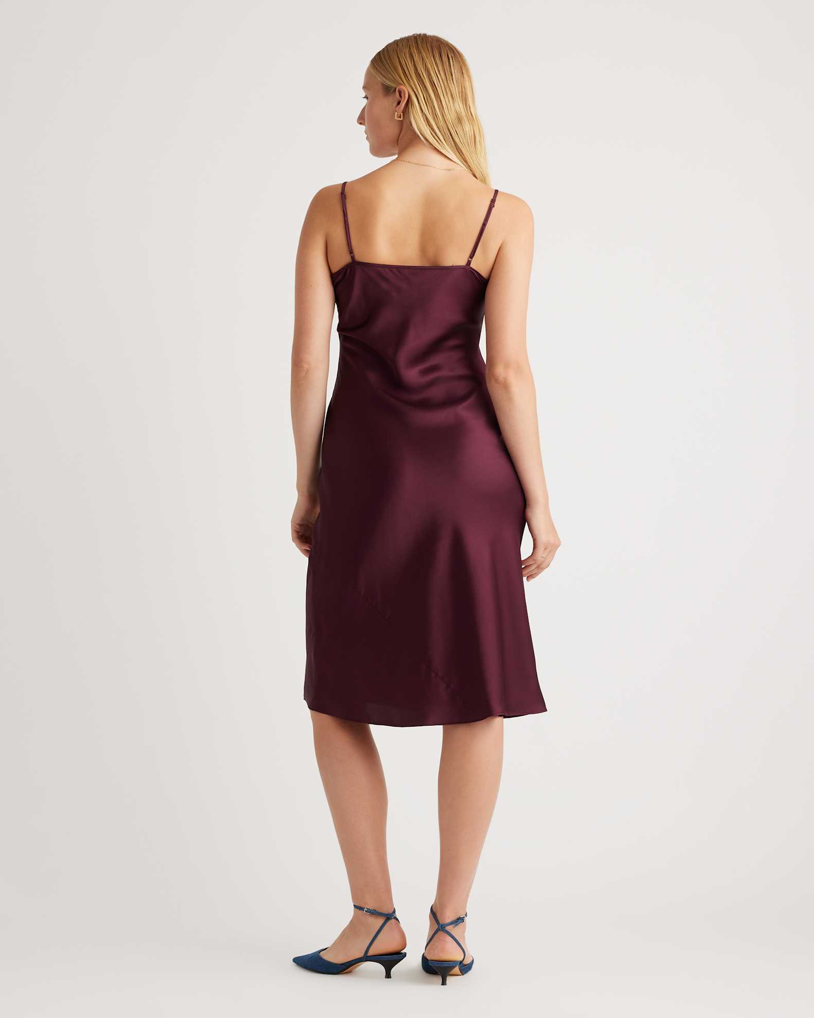 Quince Women's Slip Dress in Wine Tasting - Size Large, 100% Mulberry Silk, Midi Length, Bias Cut, Washable, Hypo-allergenic Quince Women's Slip Dress in Wine Tasting - Size Large, 100% Mulberry Silk, Midi Length, Bias Cut, Washable, Hypo-allergenic