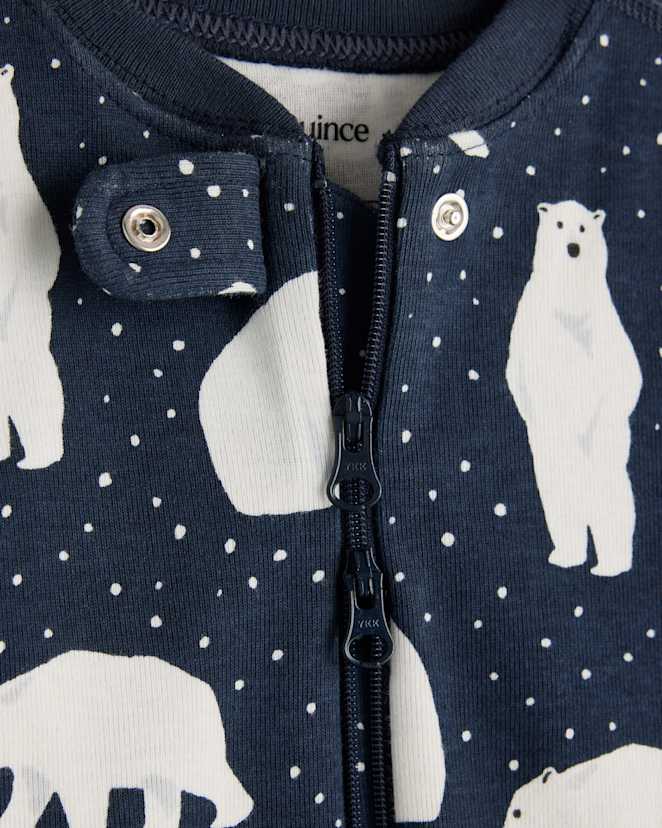 U--830 BABY 100- Organic Cotton One Piece Pajama Polar Bears 16469 CROPPED
