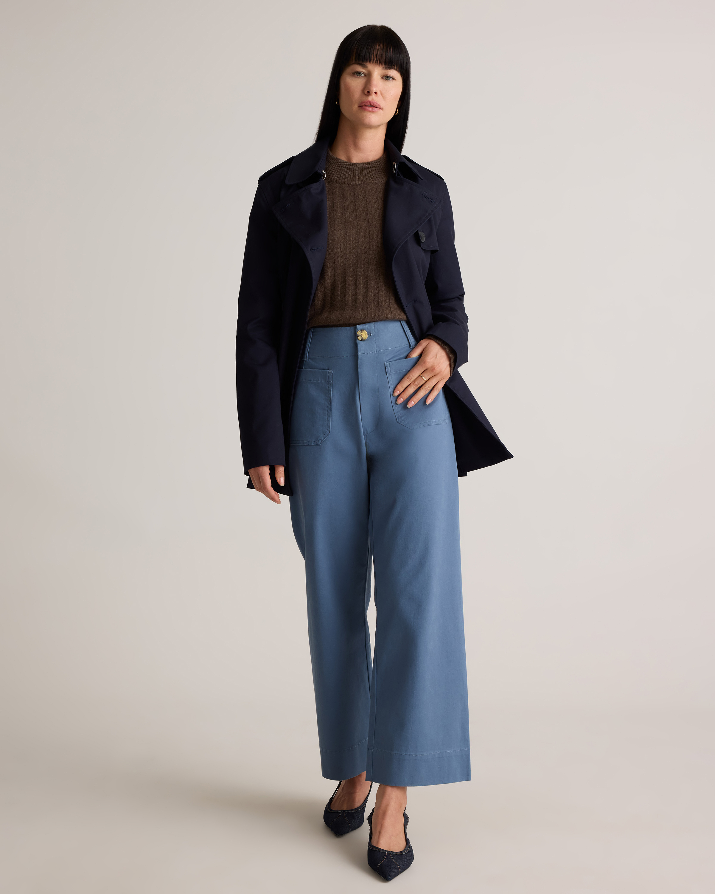 パンツ ORGANIC COTTON CHINO WIDE PANTS Organic Stretch Cotton Chino Wide Leg Pants in Black