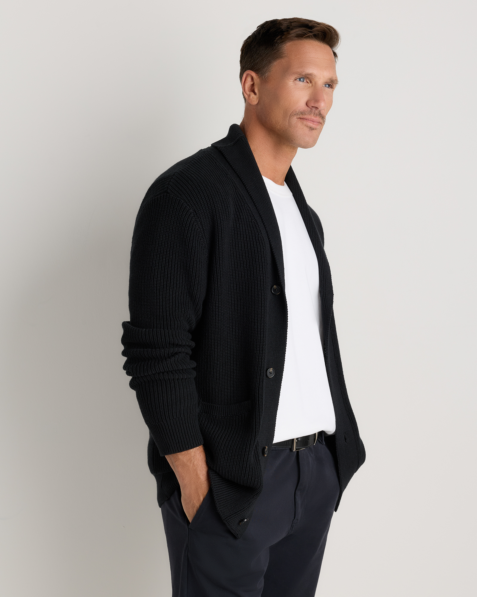 princess polly baby blue dress Men's Black Half Zip Merino Sweater - Machine Washable main image 1