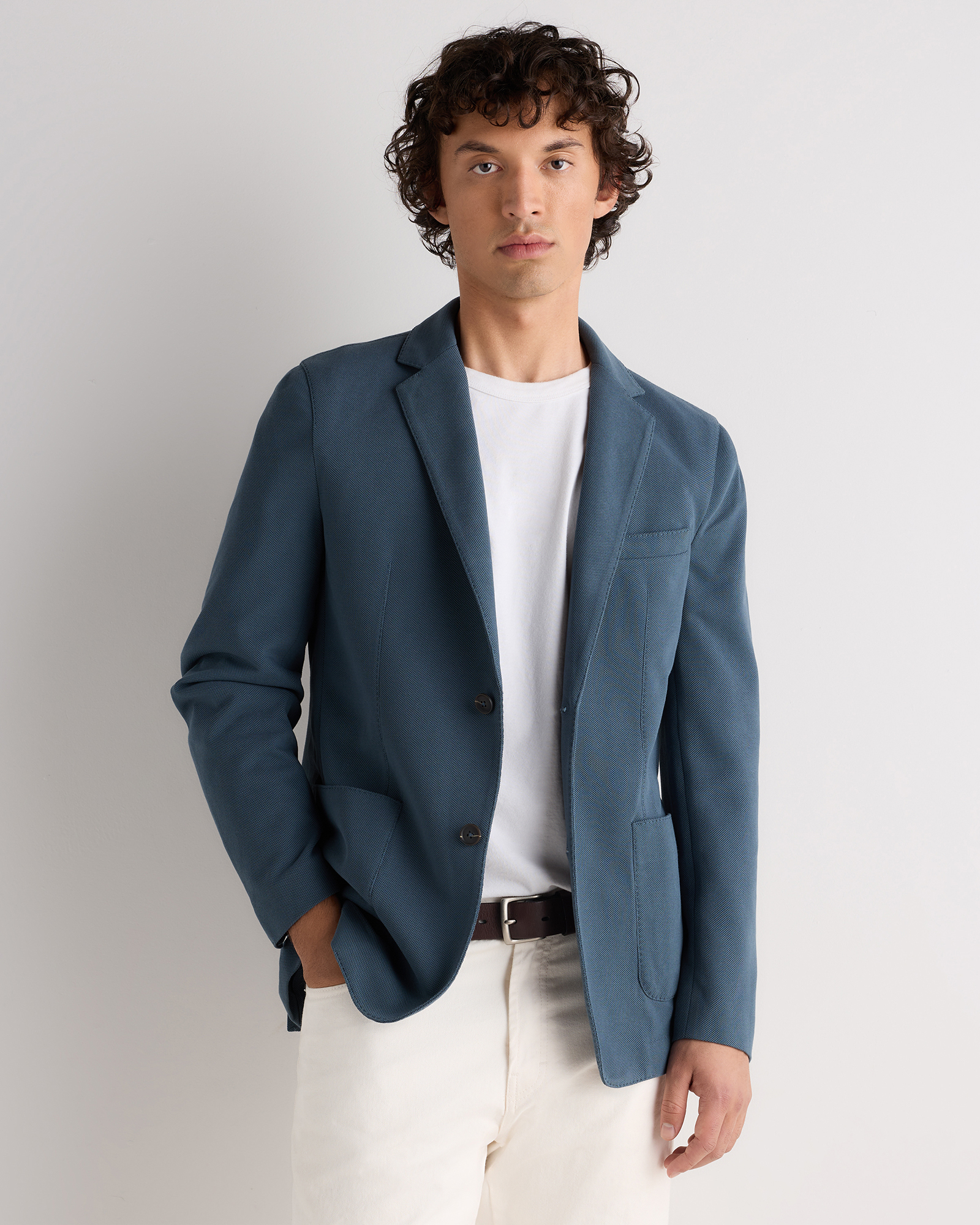 Ocean Cotton Pique Knit Blazer