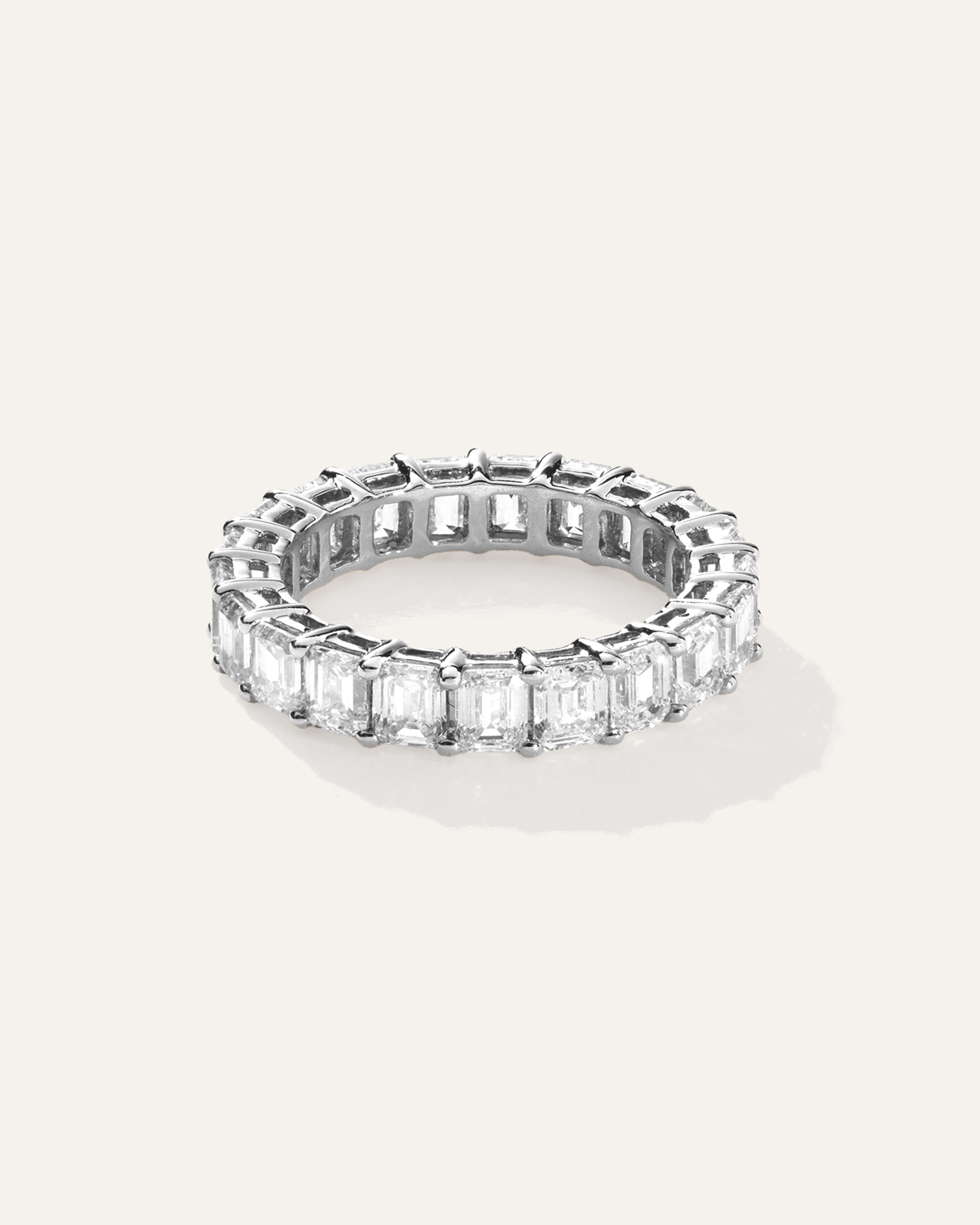 White Gold Lab Grown Diamond Emerald Eternity Band