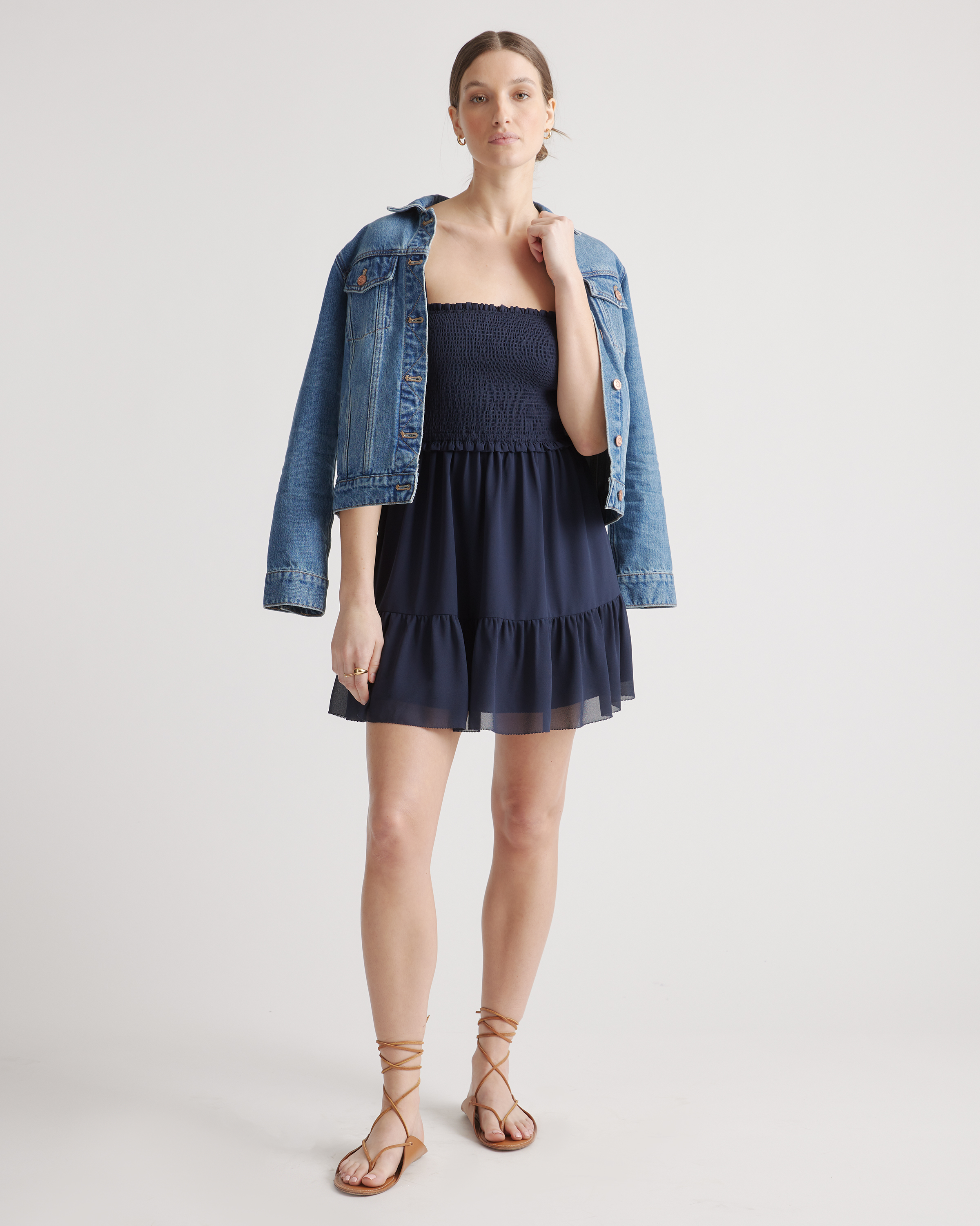 Chiffon Smocked Sleeveless Mini Dress