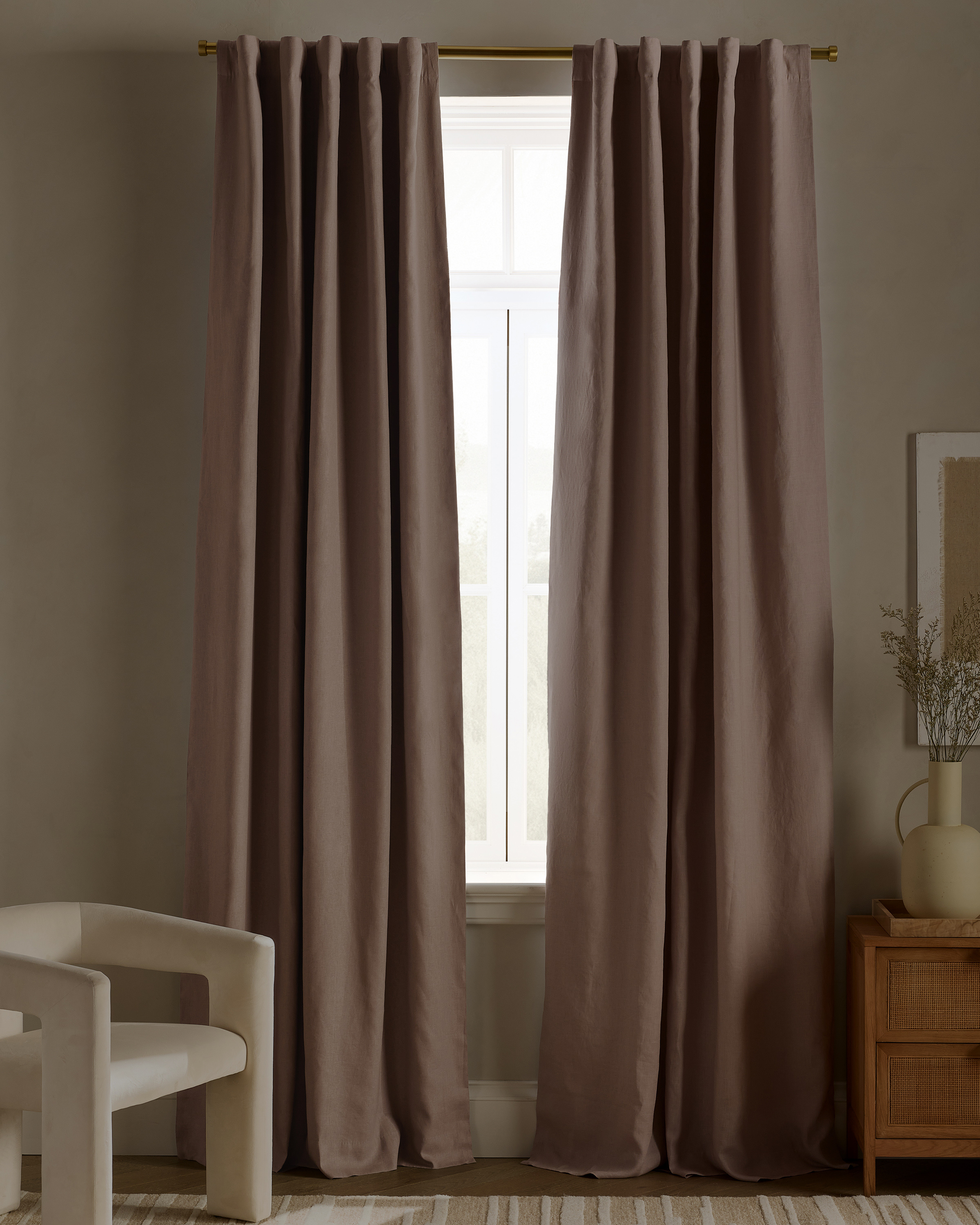 Rose Quartz European Linen True Blackout Curtain