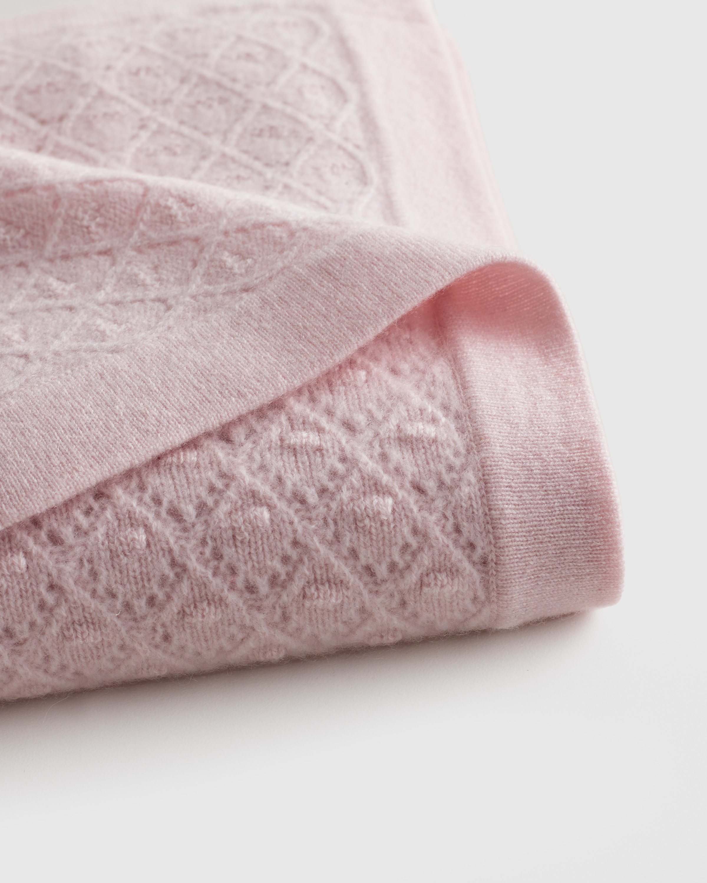 Washable Cashmere Pointelle Baby Blanket in Minimal Pink