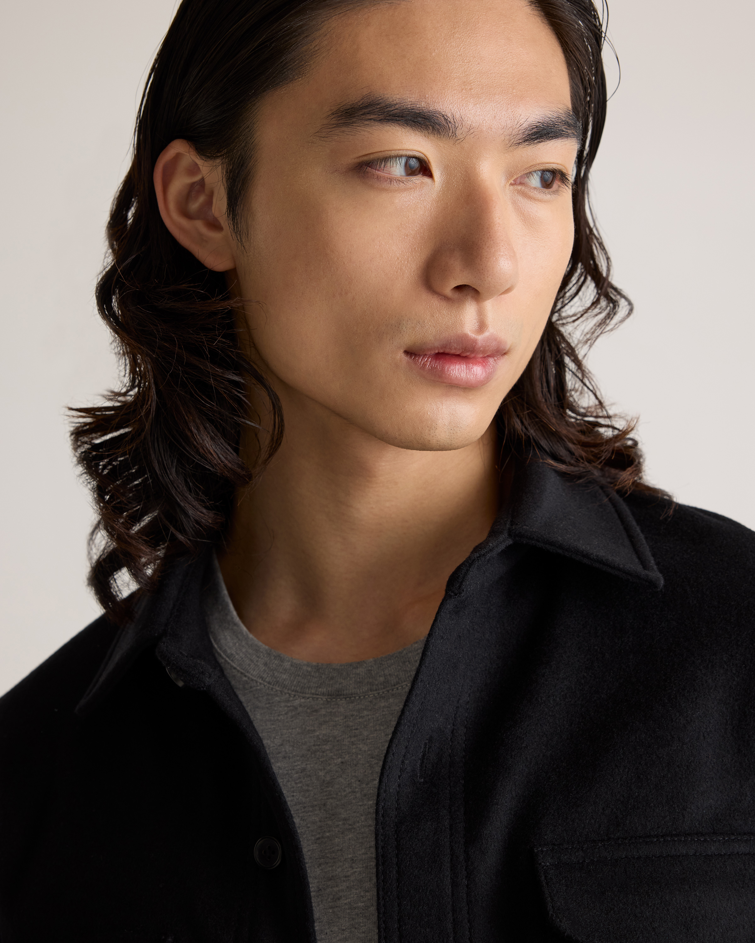 Italian Wool Overshirt in Black