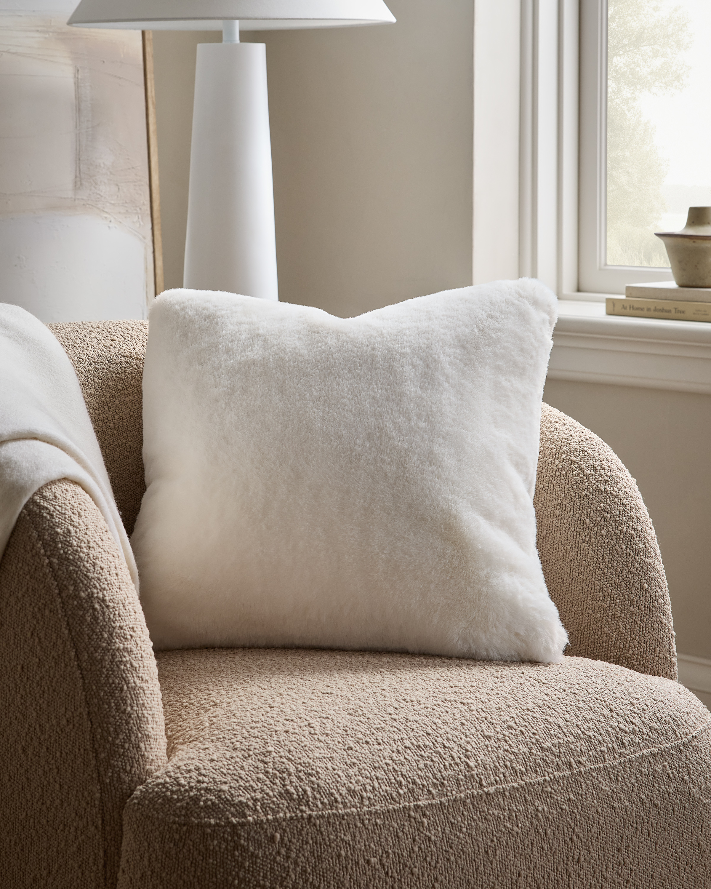 Ivory Luxury Faux Fur Pillow Cover