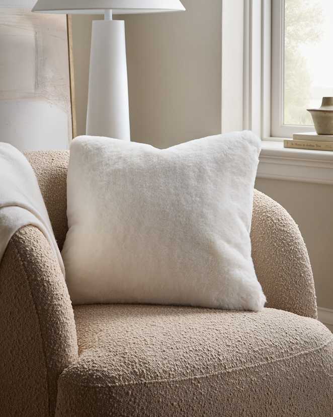 Ivory Luxury Faux Fur Pillow Cover