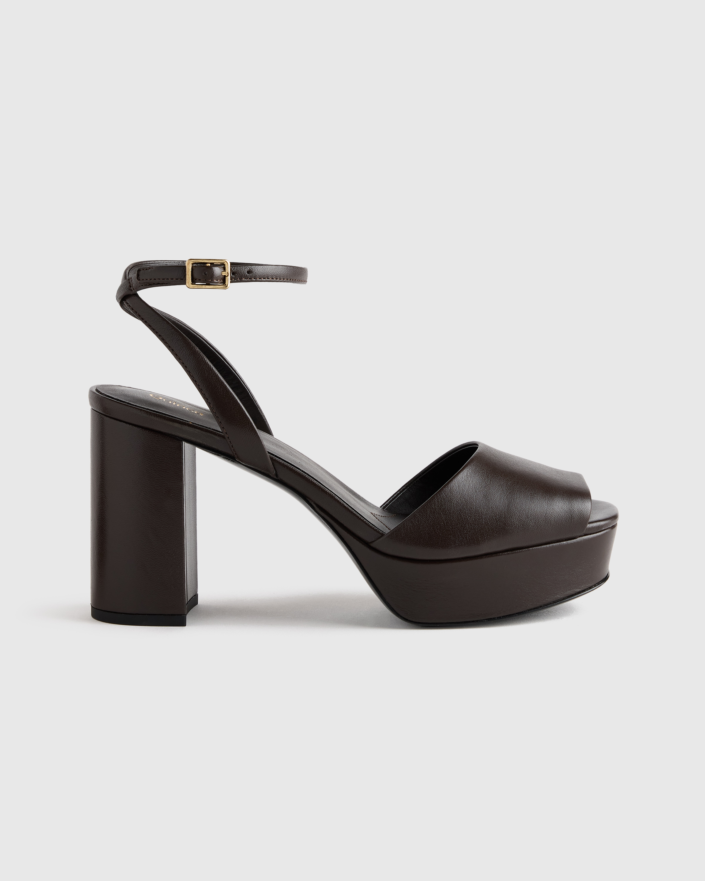 Coffee Bean Italian Leather Platform 115mm Block Heel 