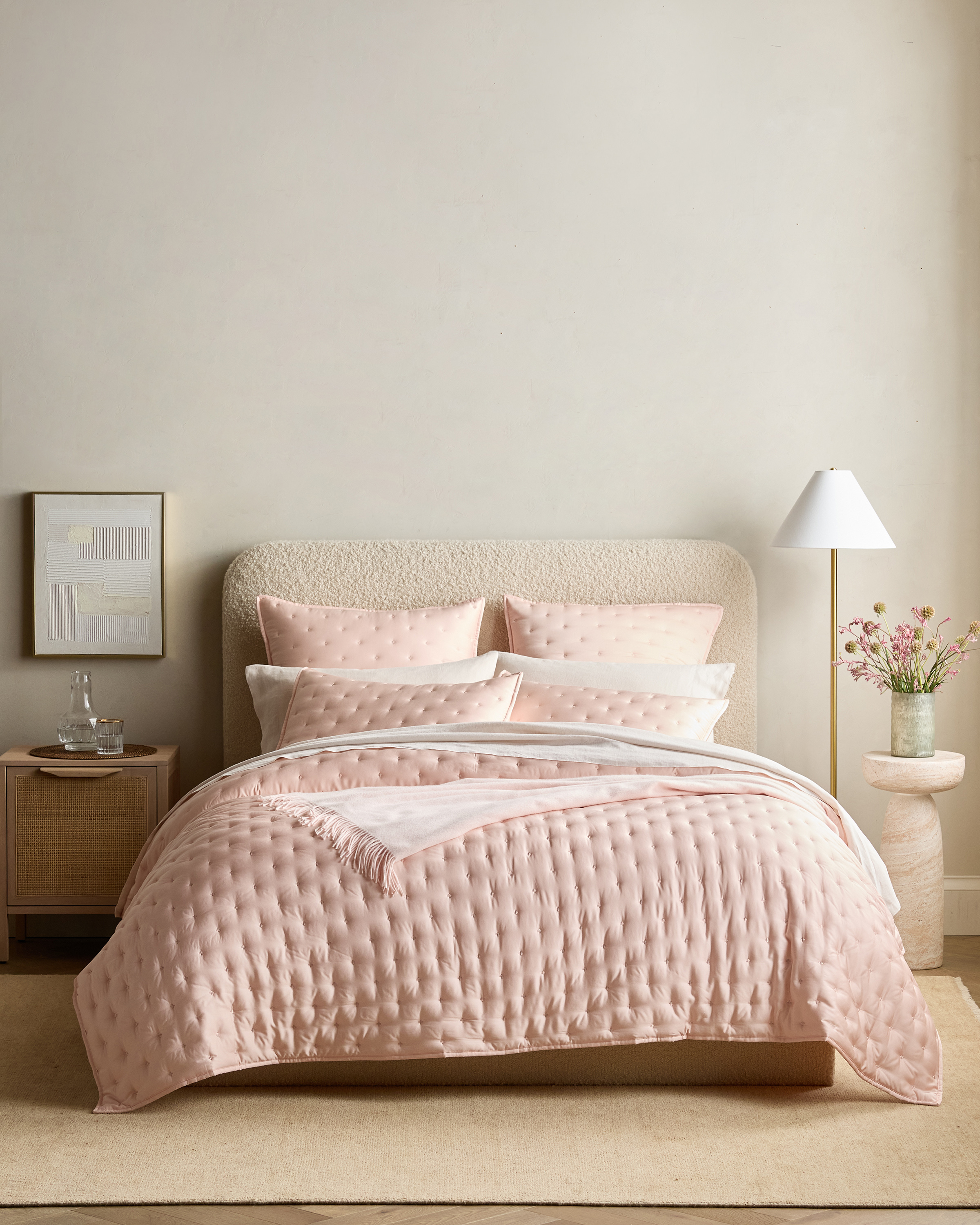 Soft Pink Bamboo Dream Quilt Set