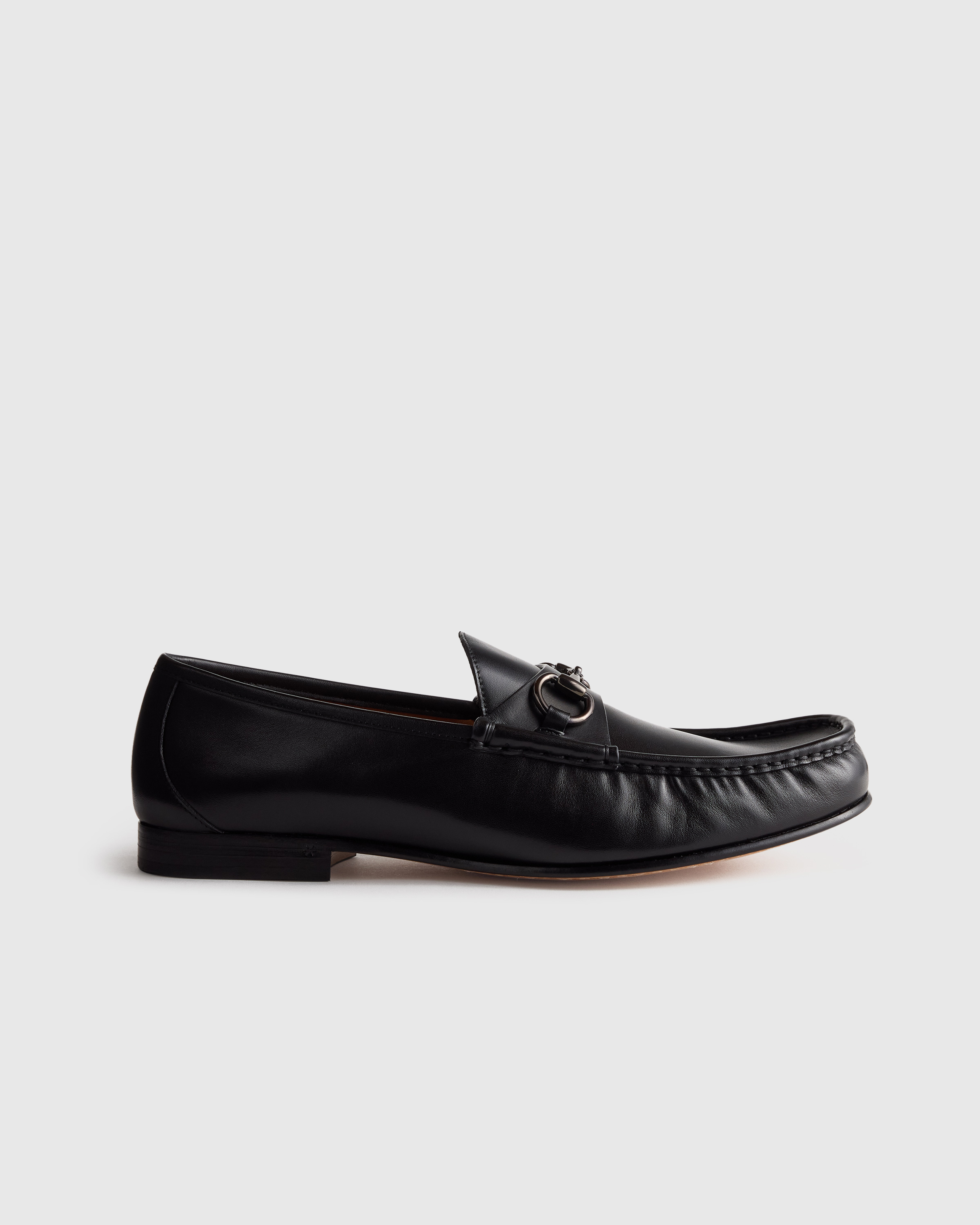 Black Calfskin Leather Horsebit Loafer