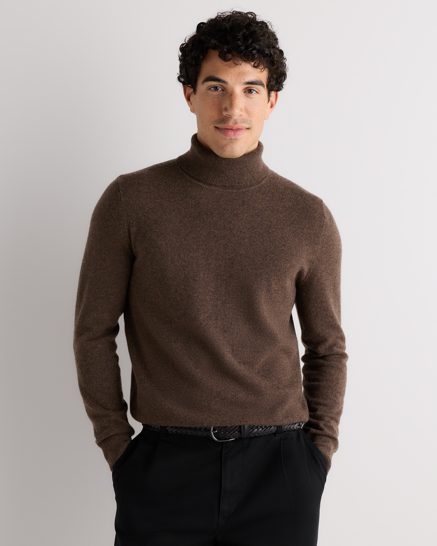 Brown Mongolian Cashmere Turtleneck Sweater
