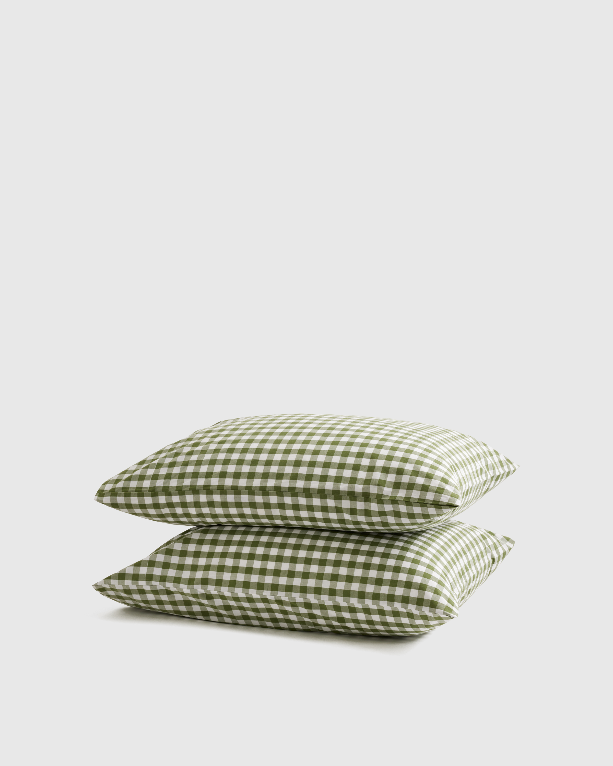 Olive Classic Organic Percale Gingham Pillowcase Set