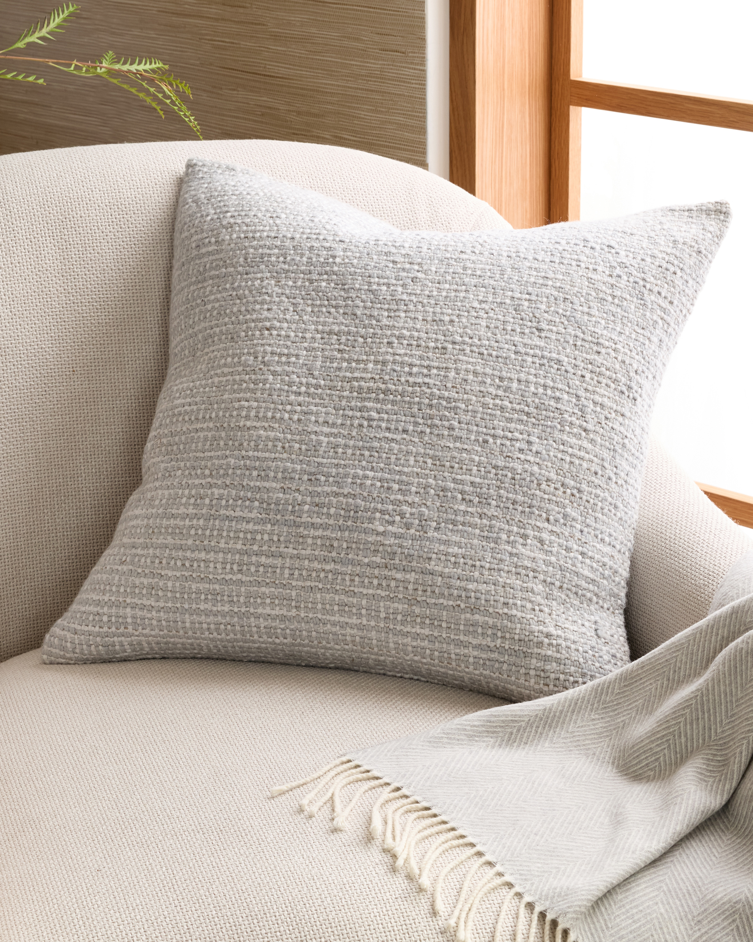 Grey Wool Linen Textured Pillow Cover 