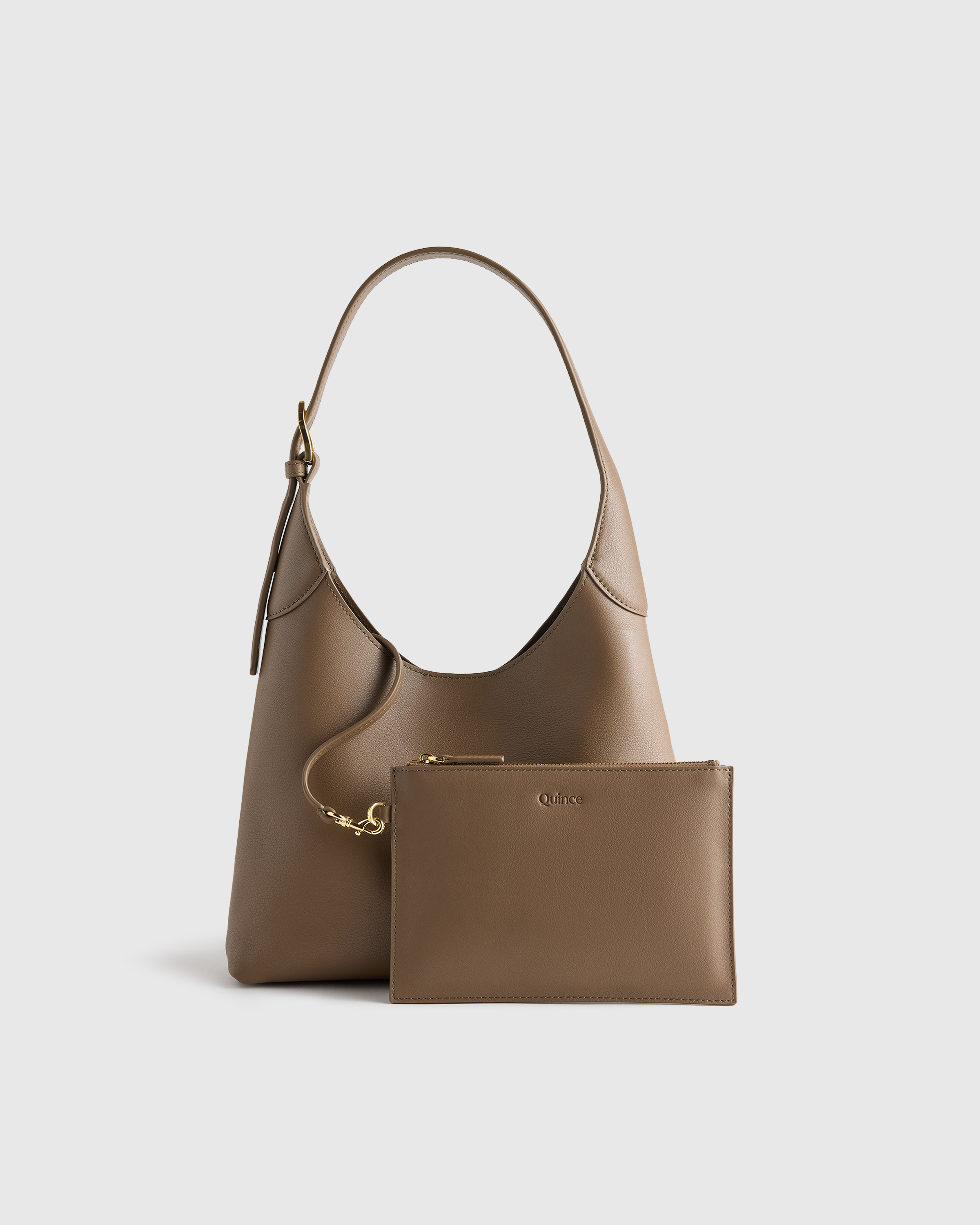 Quince Dark Brown Leather Shoulder Bag with Gold Hardware Italian Leather Mini Barrel Shoulder Bag in Dark Brown main image 4
