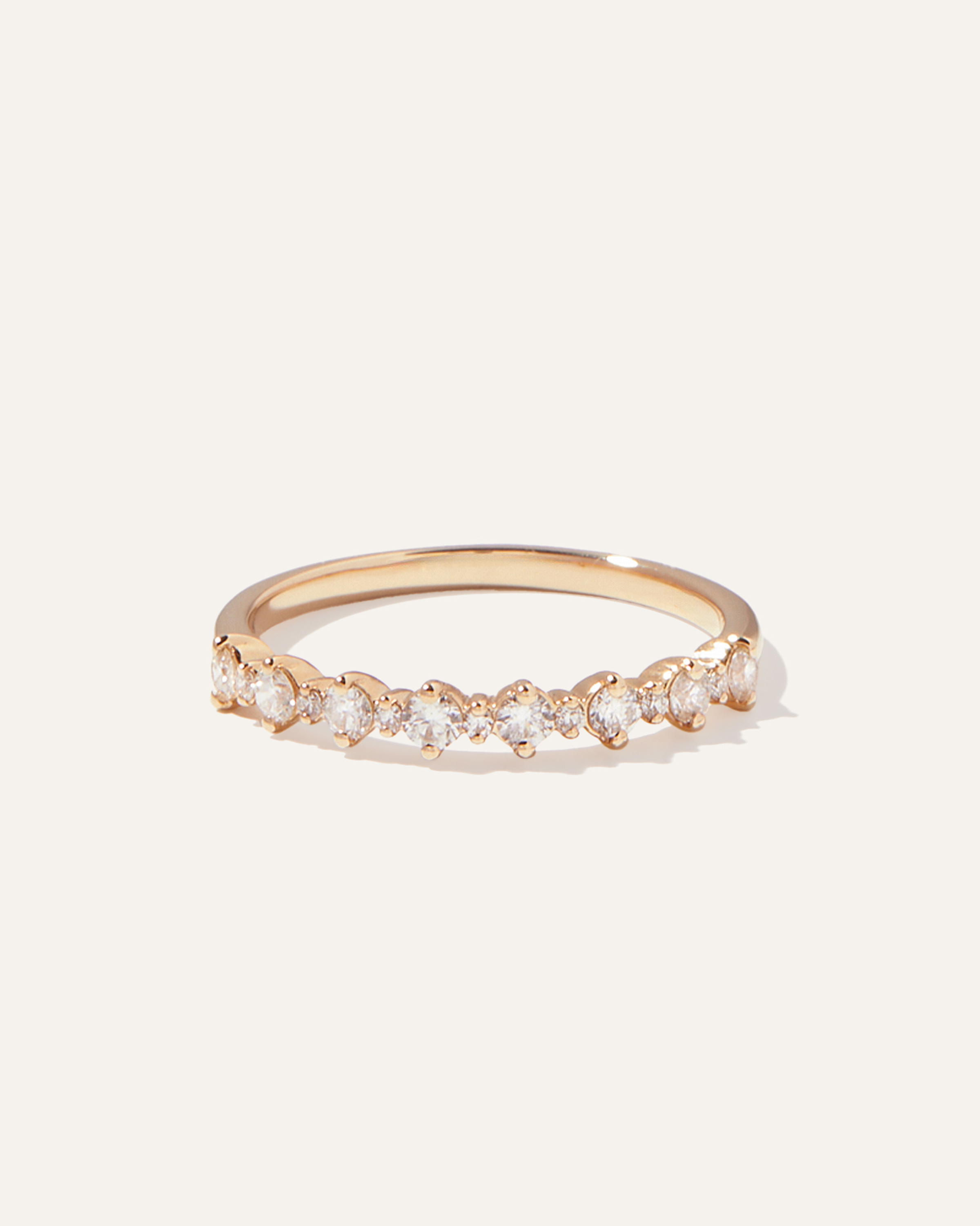 Yellow Gold Diamond Alternating Round Band