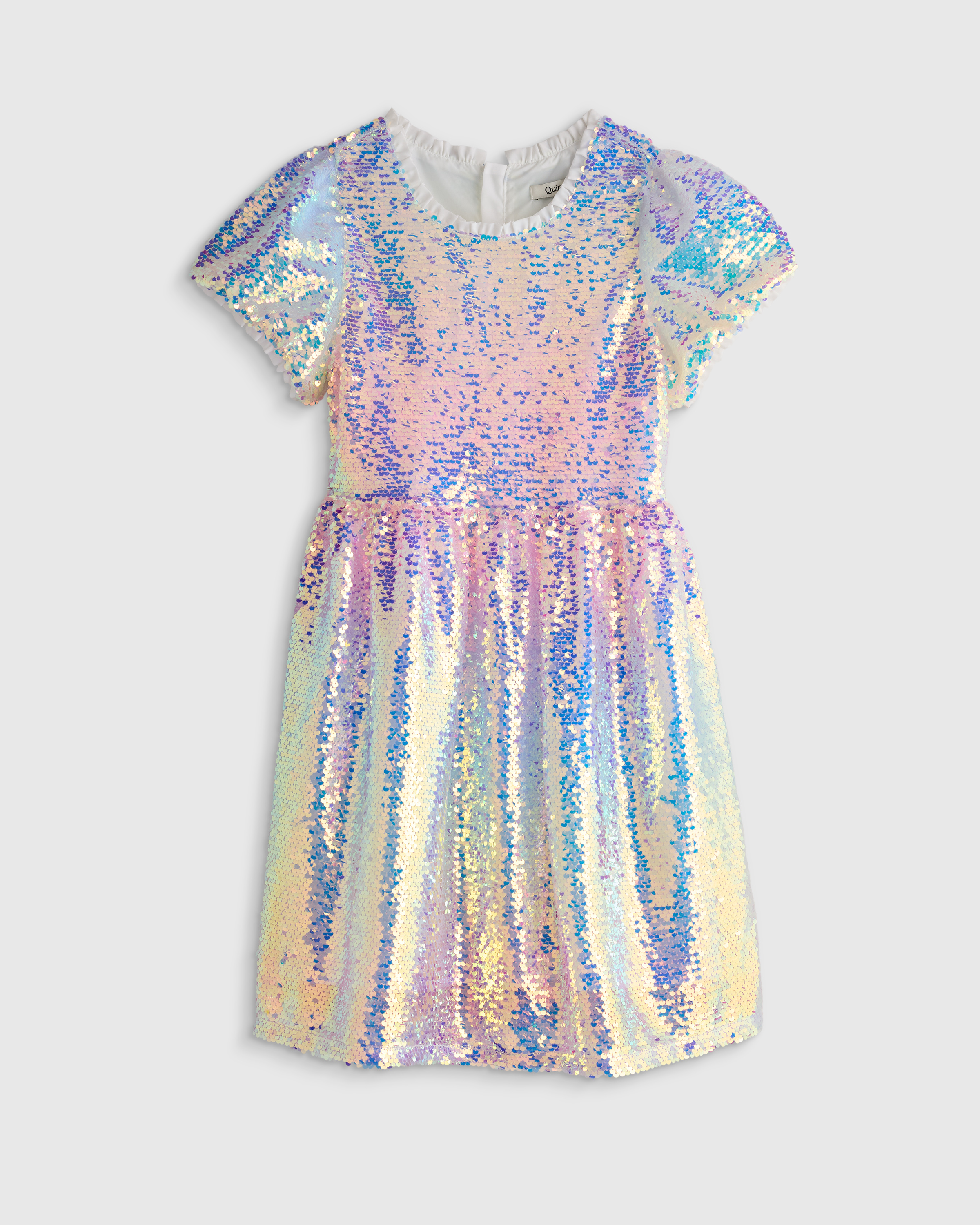 Rainbow Sequins Sequin Flutter Sleeve Dress