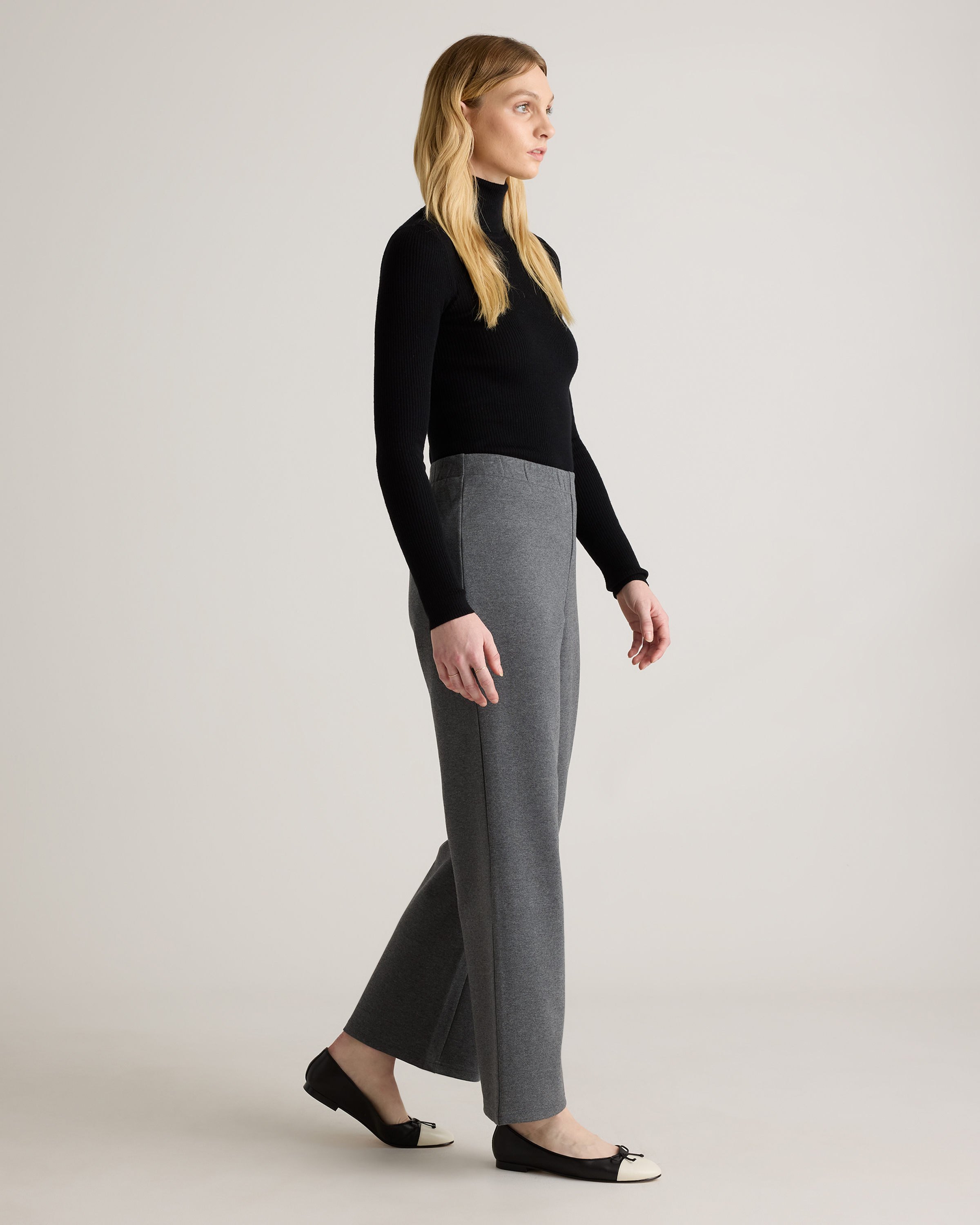 Organic Cotton Double Knit Wide Leg Pants