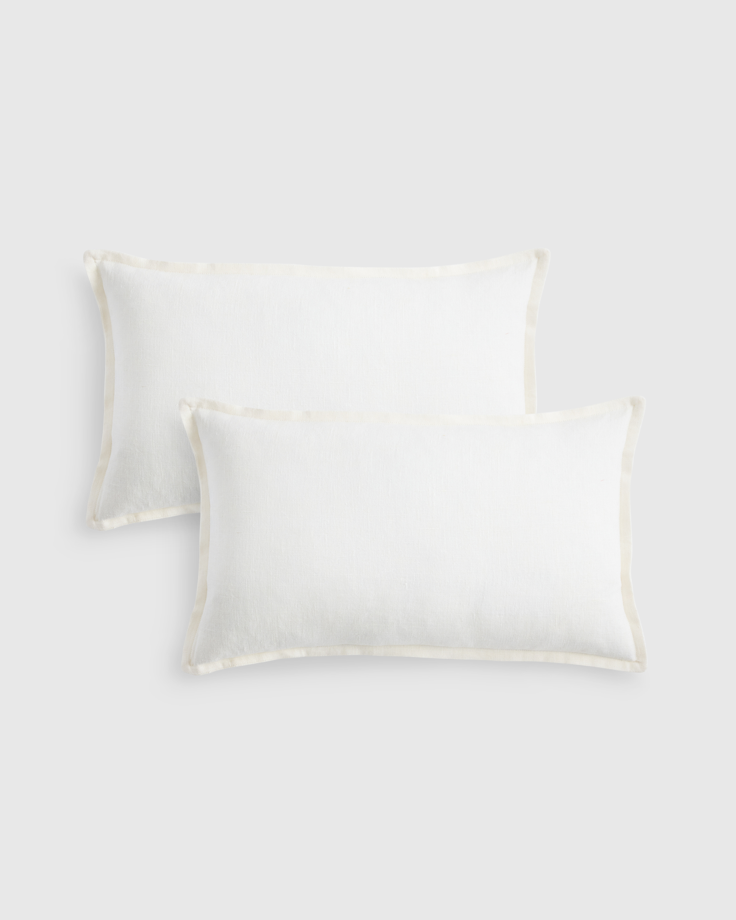 Ivory European Linen Flange Edge Pillow Cover (Set of 2)