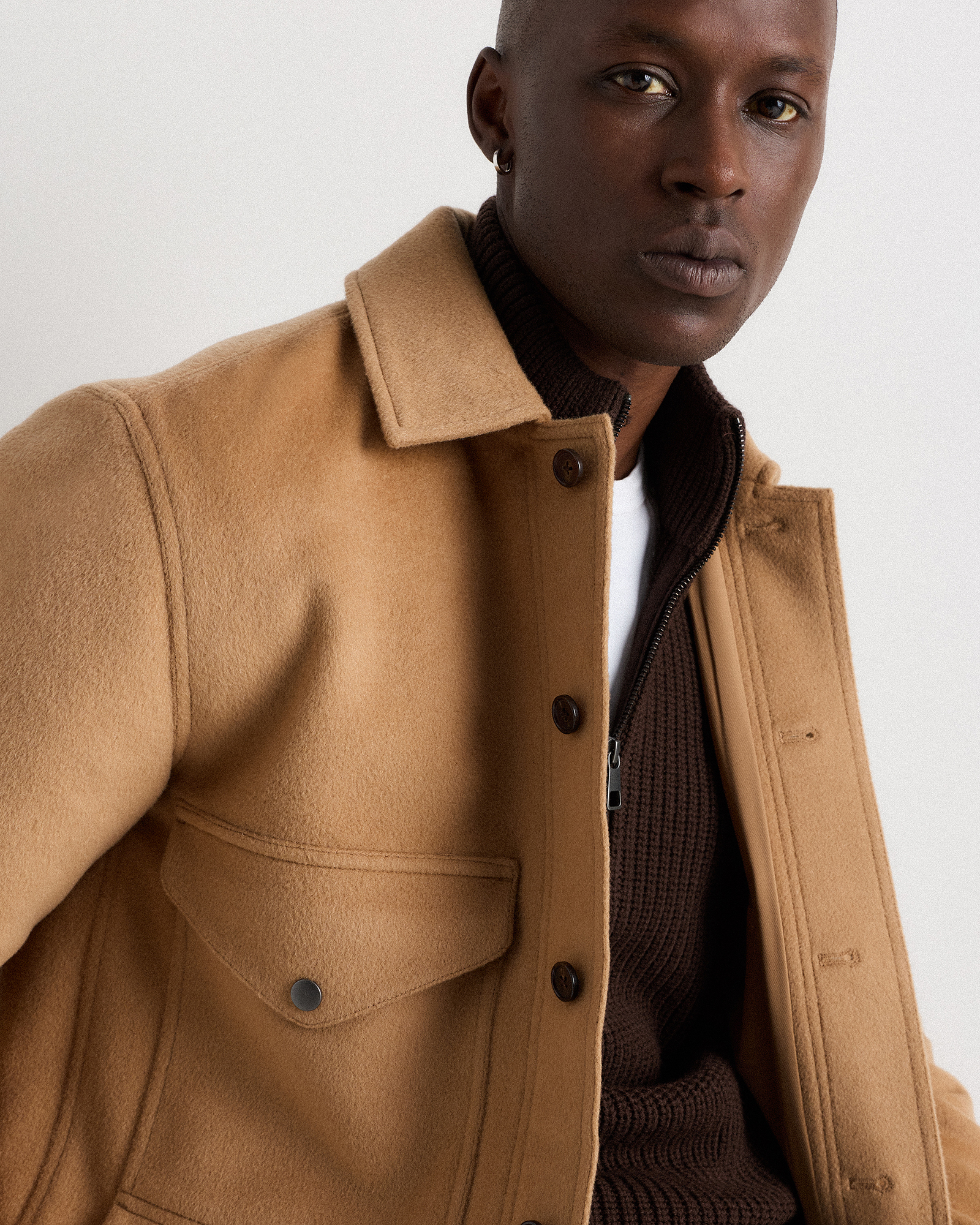 Wool Cashmere Field Jacket in Caramel